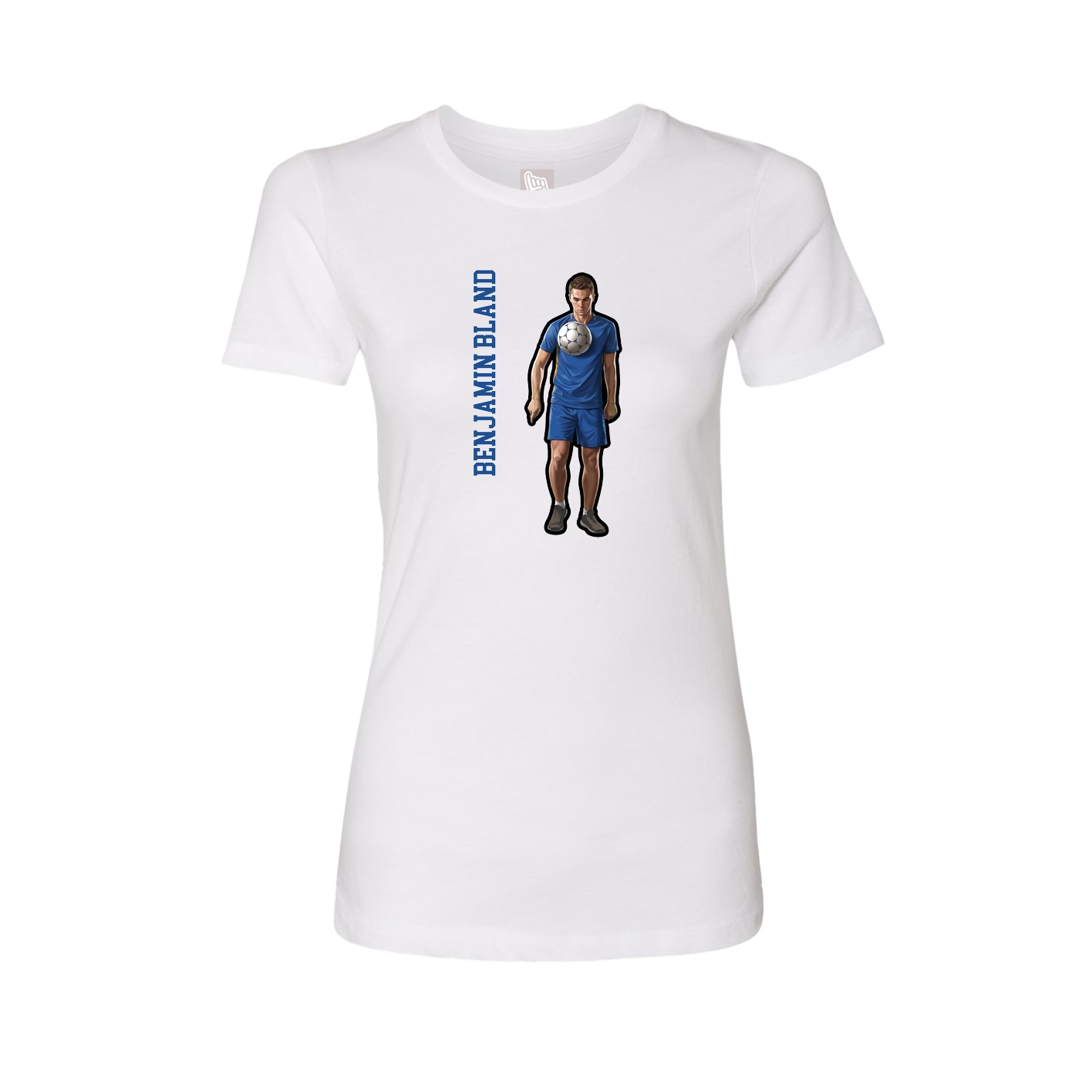Fitted Women's Tee — Name Vertical in White