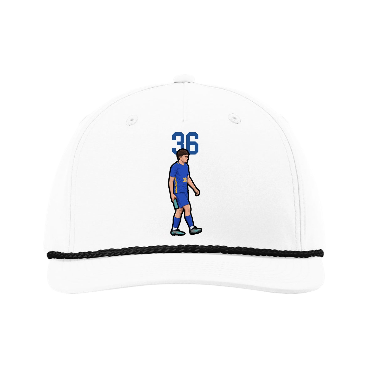 Five-Panel Classic Rope Cap — Number Top in White