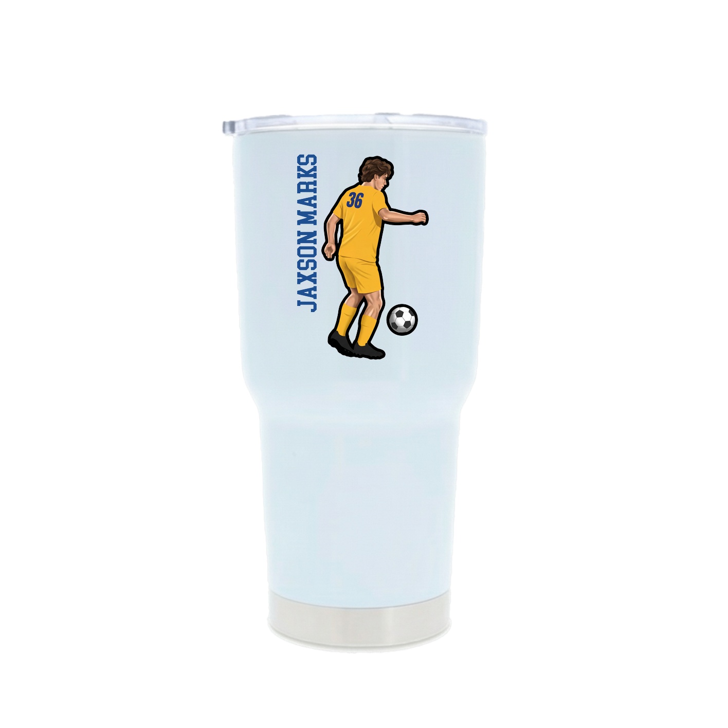 30oz Stainless Steel Tumbler — Name Vertical in White