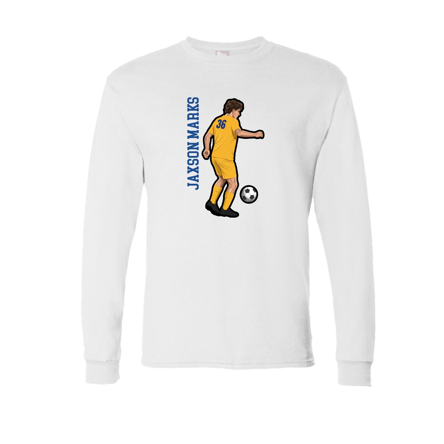 Long Sleeve Tee — Name Vertical in White