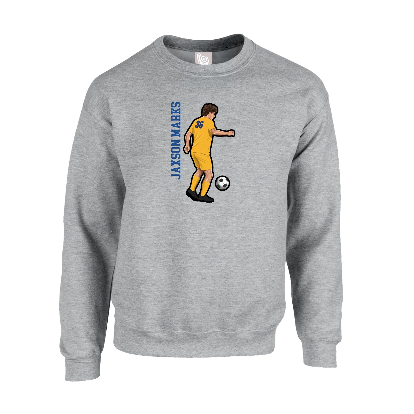 Fleece Crew — Name Vertical in Grey