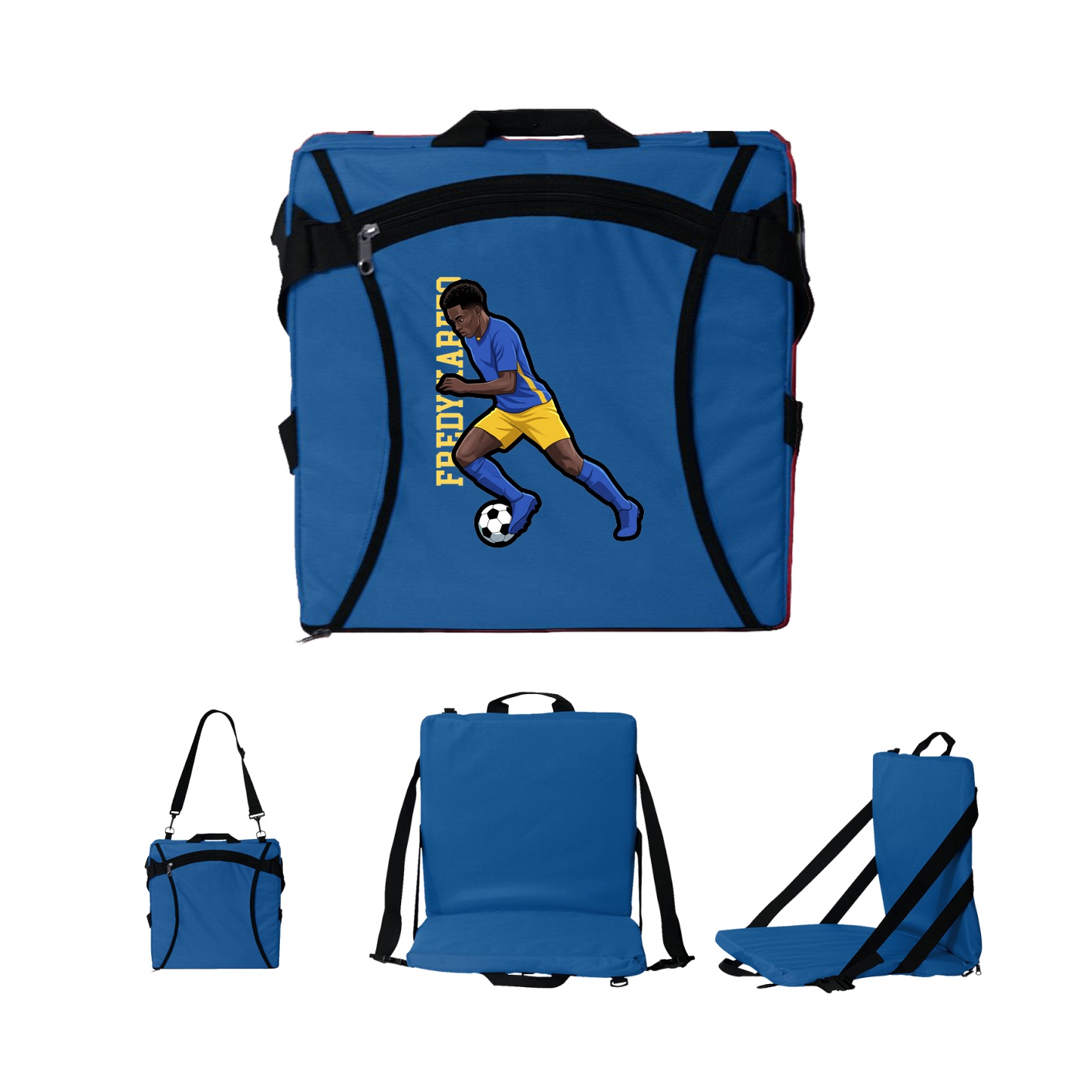 Folding Stadium Seat — Name Vertical in Royal