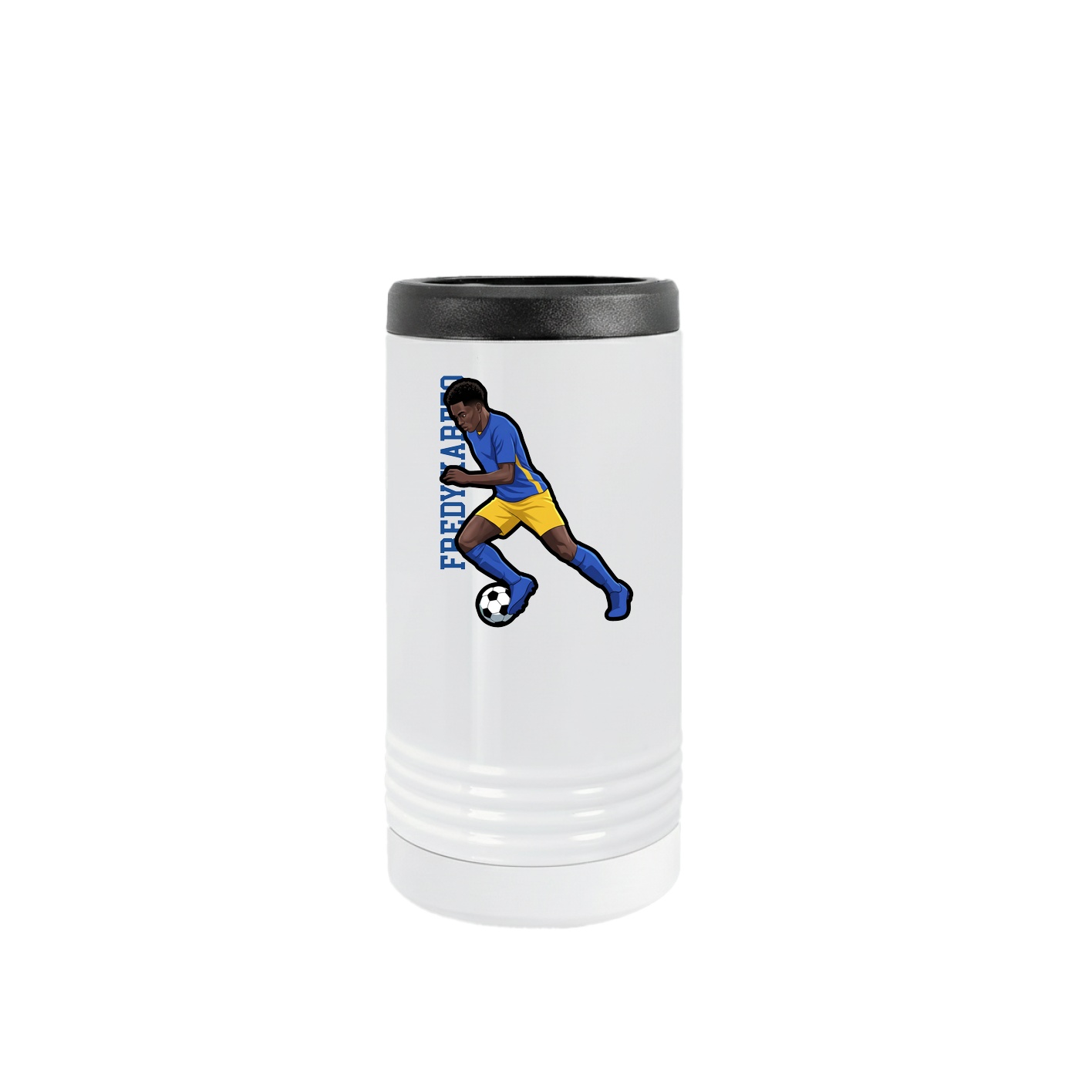 Slim Beverage Holder — Name Vertical in White