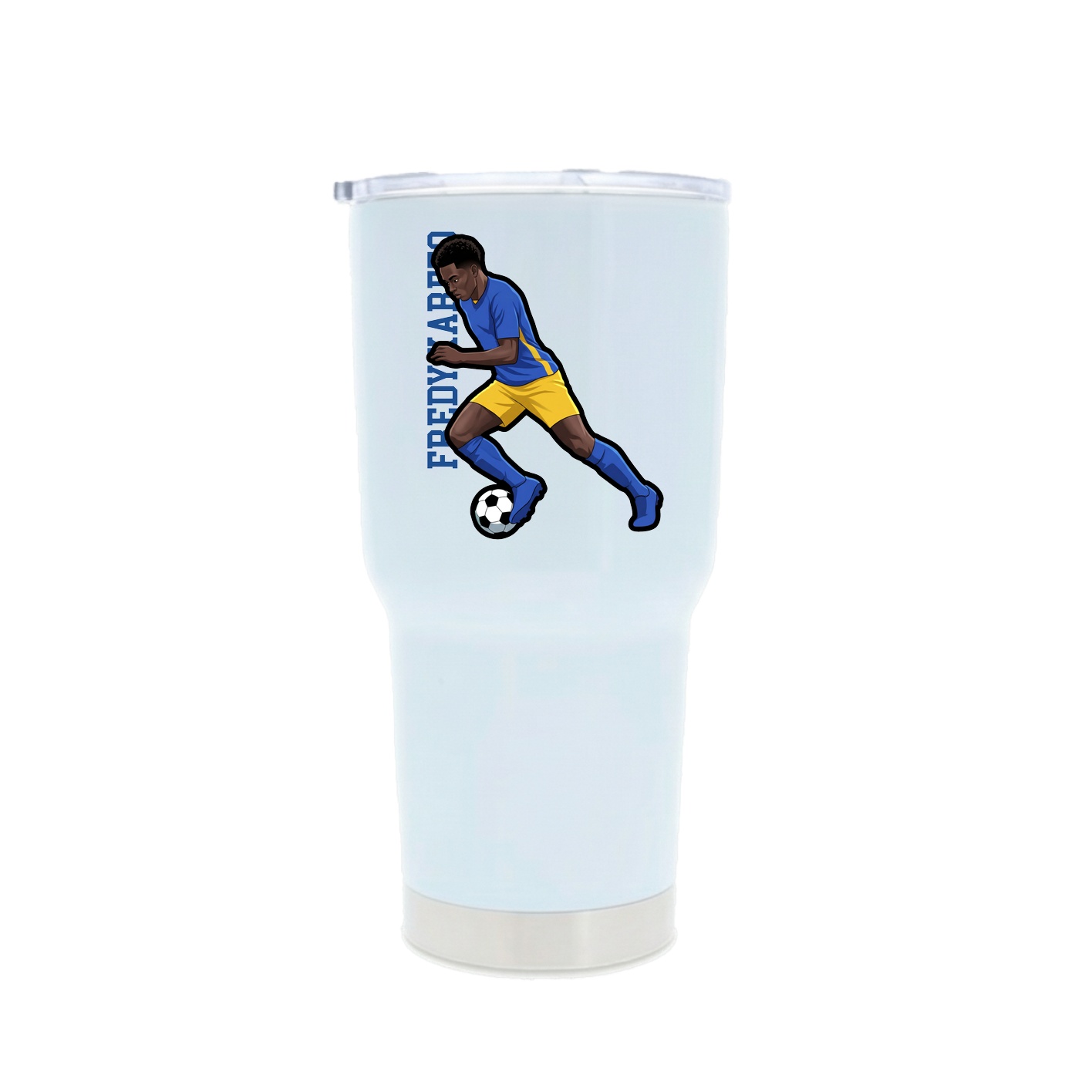 30oz Stainless Steel Tumbler — Name Vertical in White