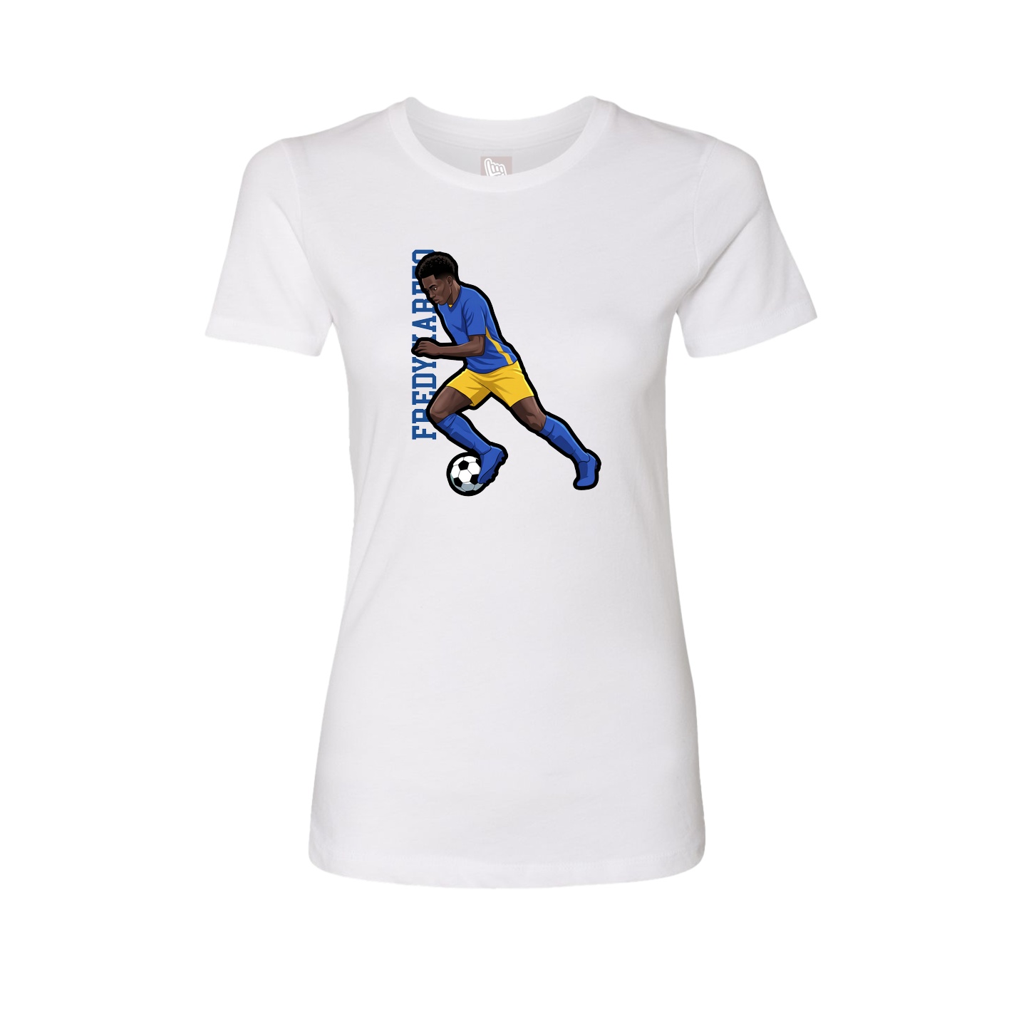 Fitted Women's Tee — Name Vertical in White