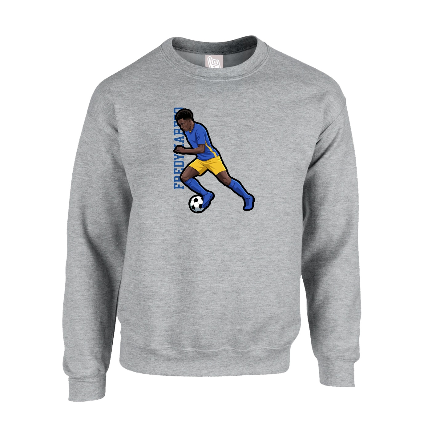 Fleece Crew — Name Vertical in Grey