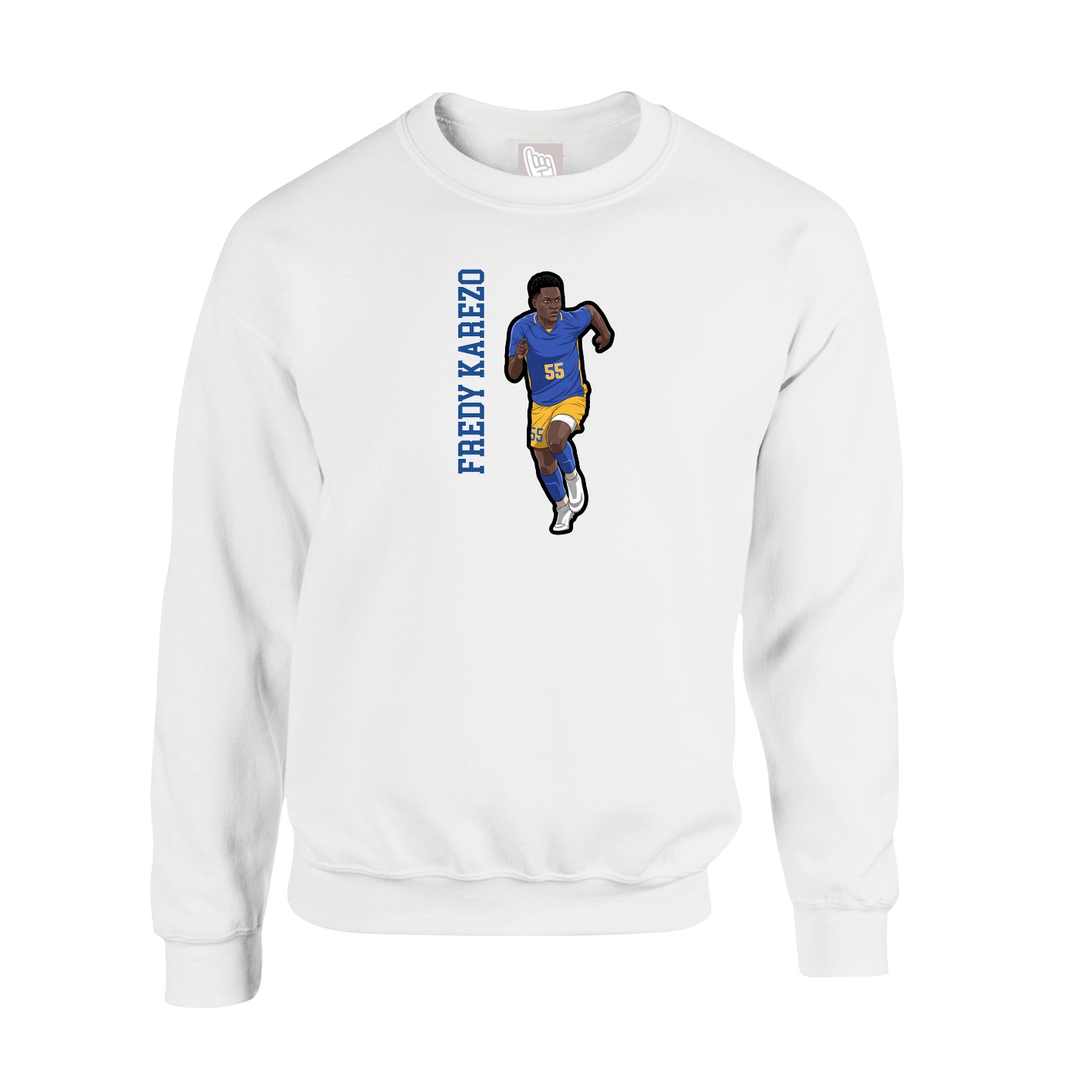 Fleece Crew — Name Vertical in White