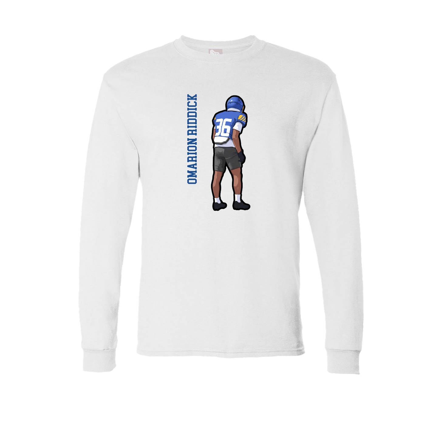 Long Sleeve Tee — Name Vertical in White