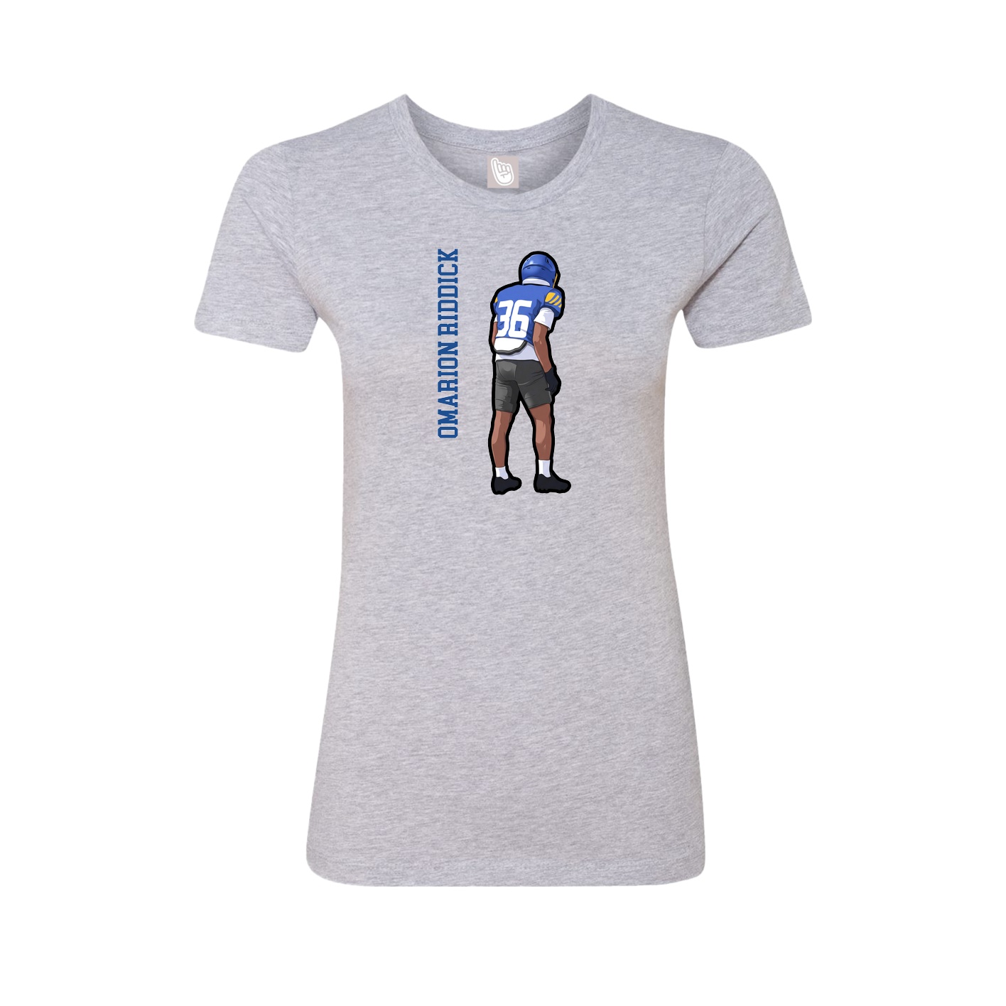 Fitted Women's Tee — Name Vertical in Grey