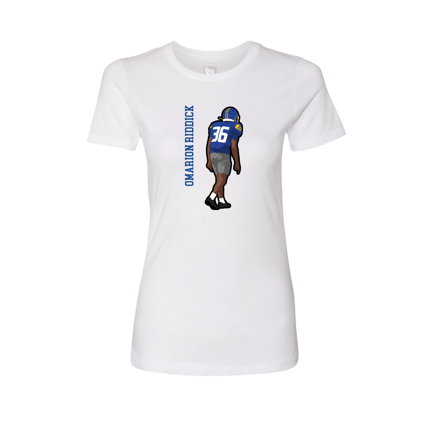 Fitted Women's Tee — Name Vertical in White