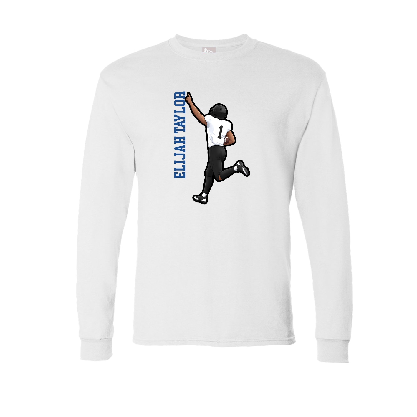 Long Sleeve Tee — Name Vertical in White
