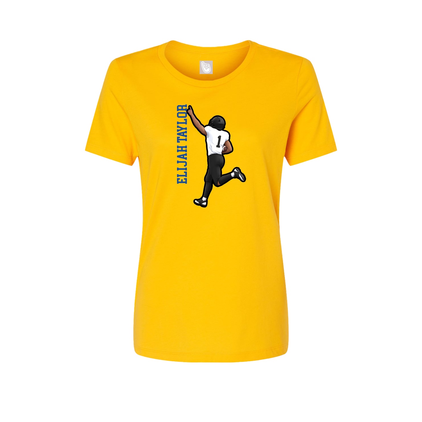 Fitted Women's Tee — Name Vertical in Gold