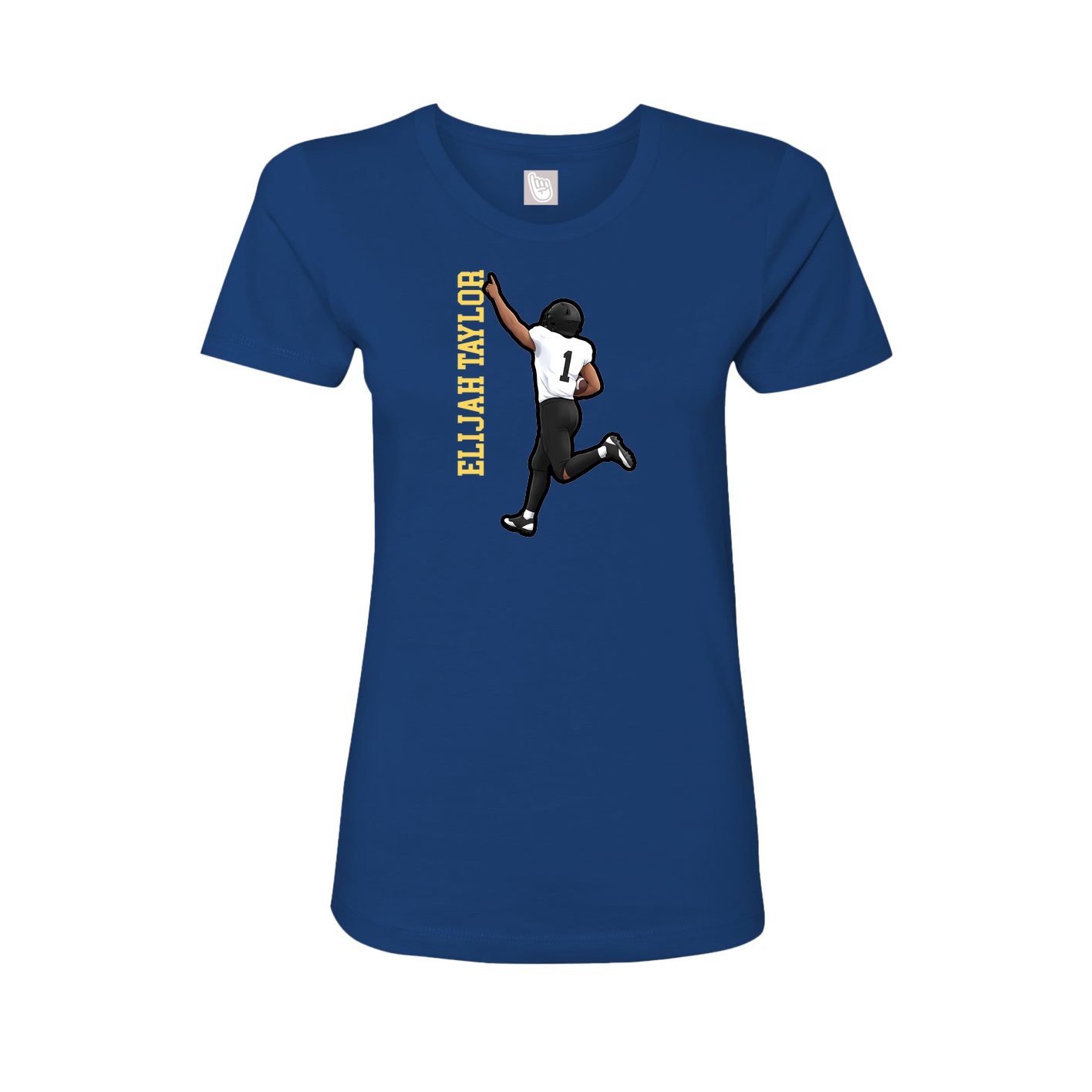 Fitted Women's Tee — Name Vertical in Royal