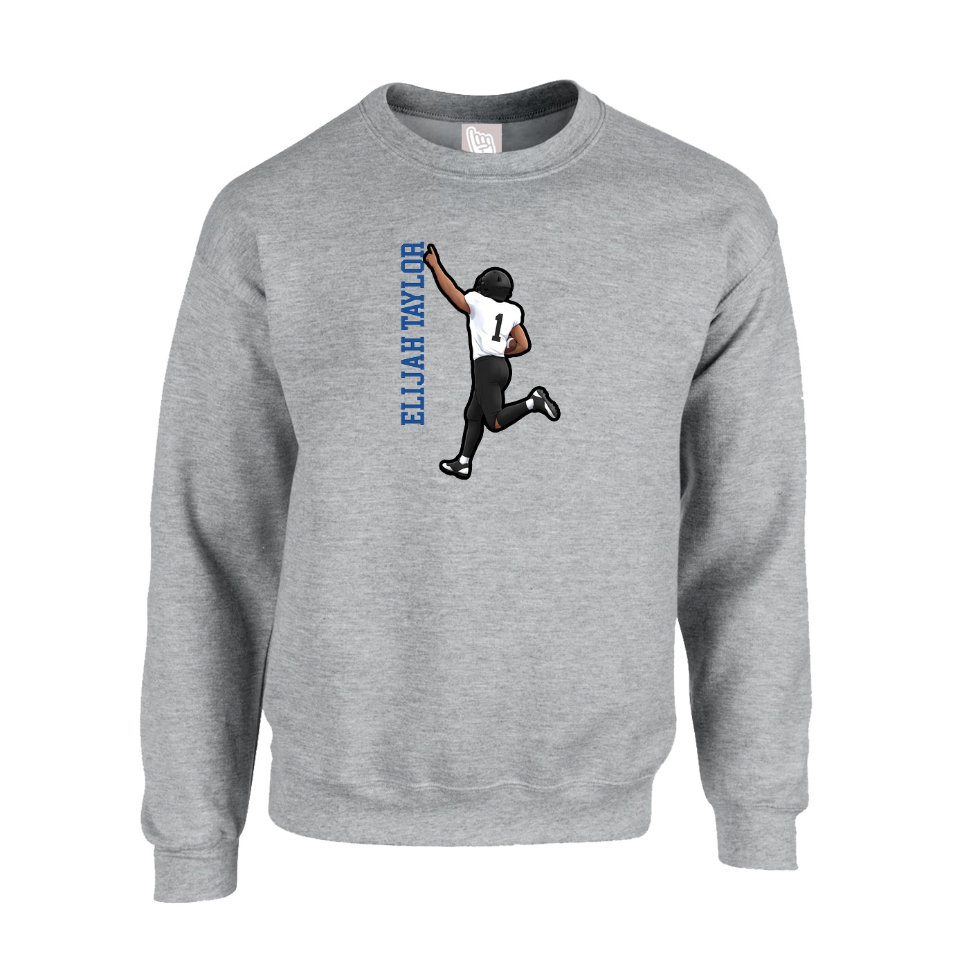 Fleece Crew — Name Vertical in Grey