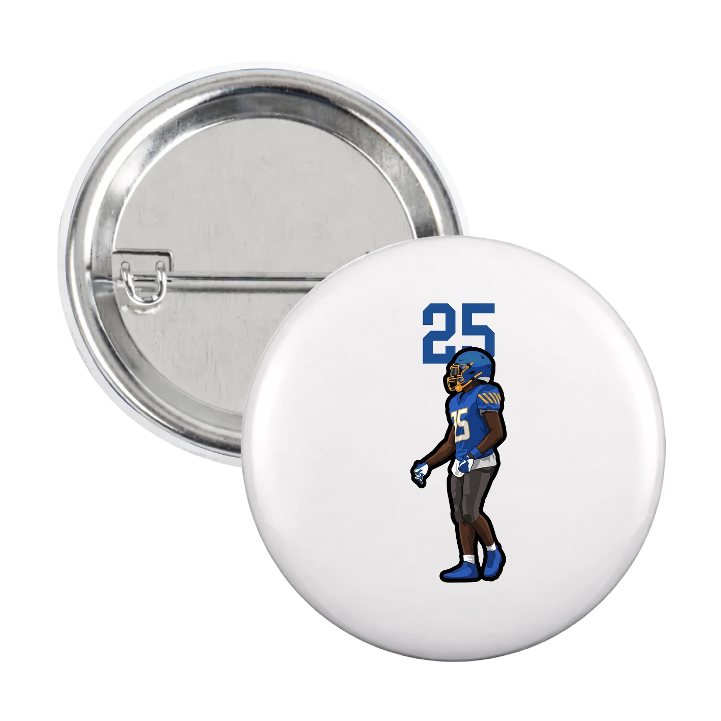 Game Day Button — Number Top in White