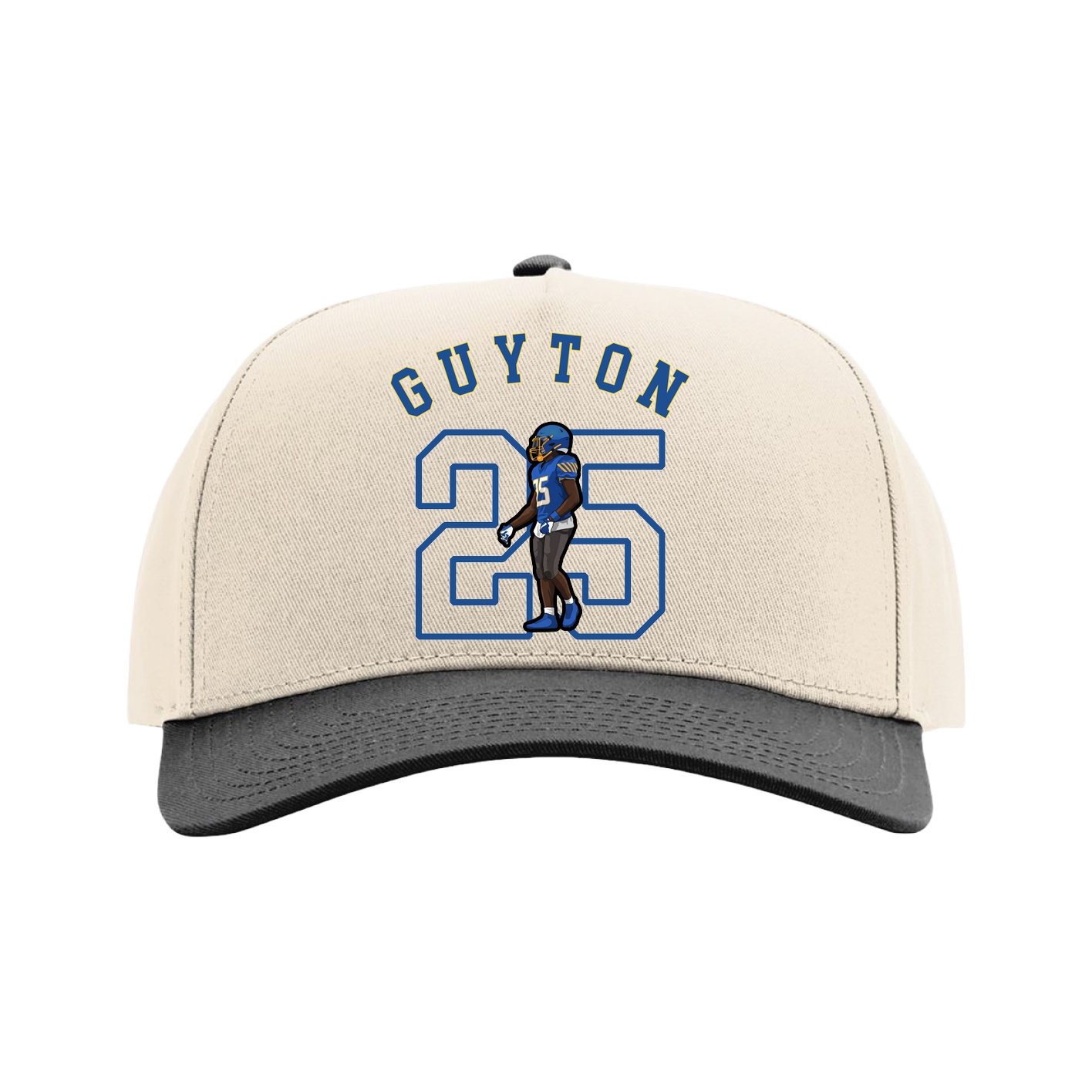 Full Fabric Five-Panel Champ Cap — Shirsey Arch in Cream/Black