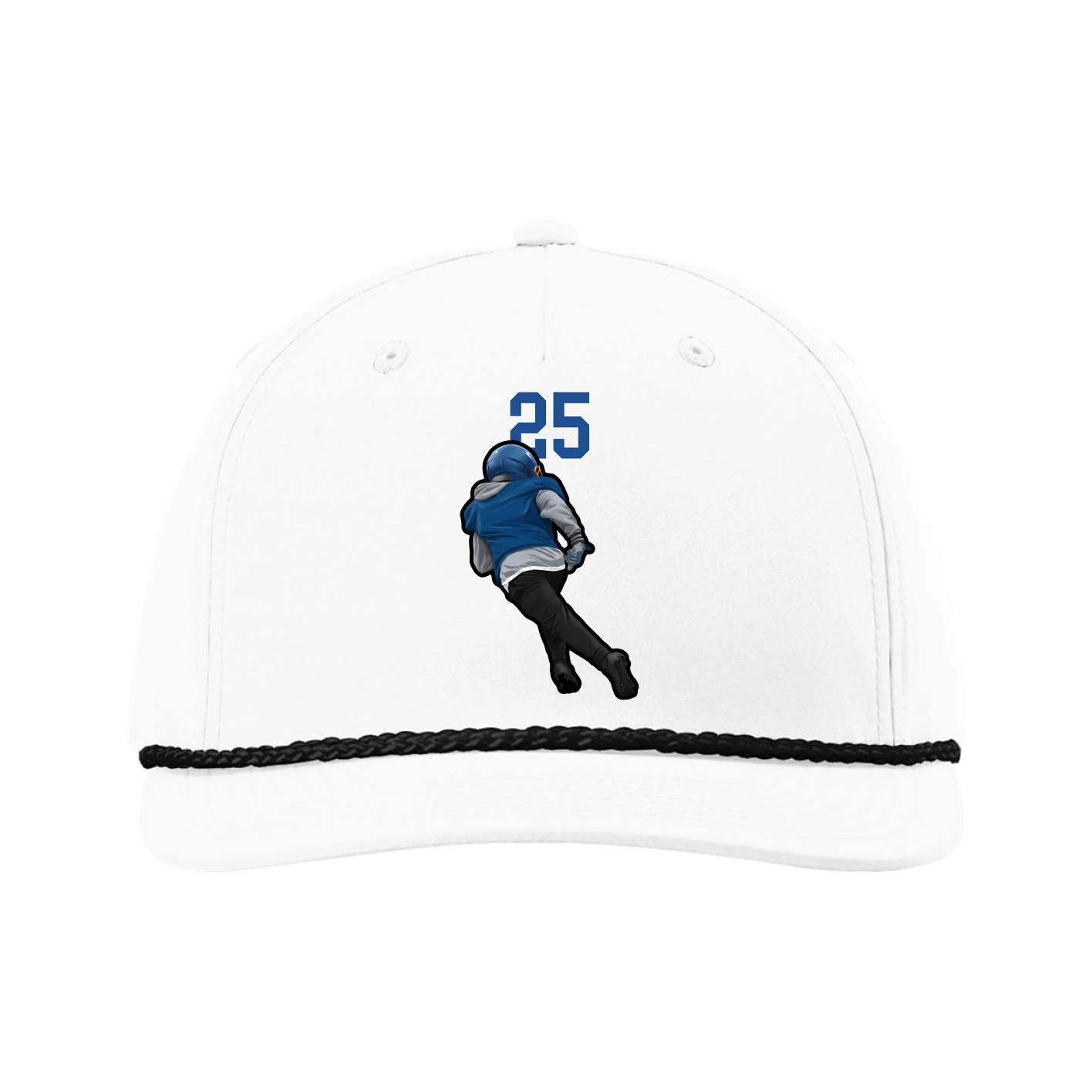 Five-Panel Classic Rope Cap — Number Top in White
