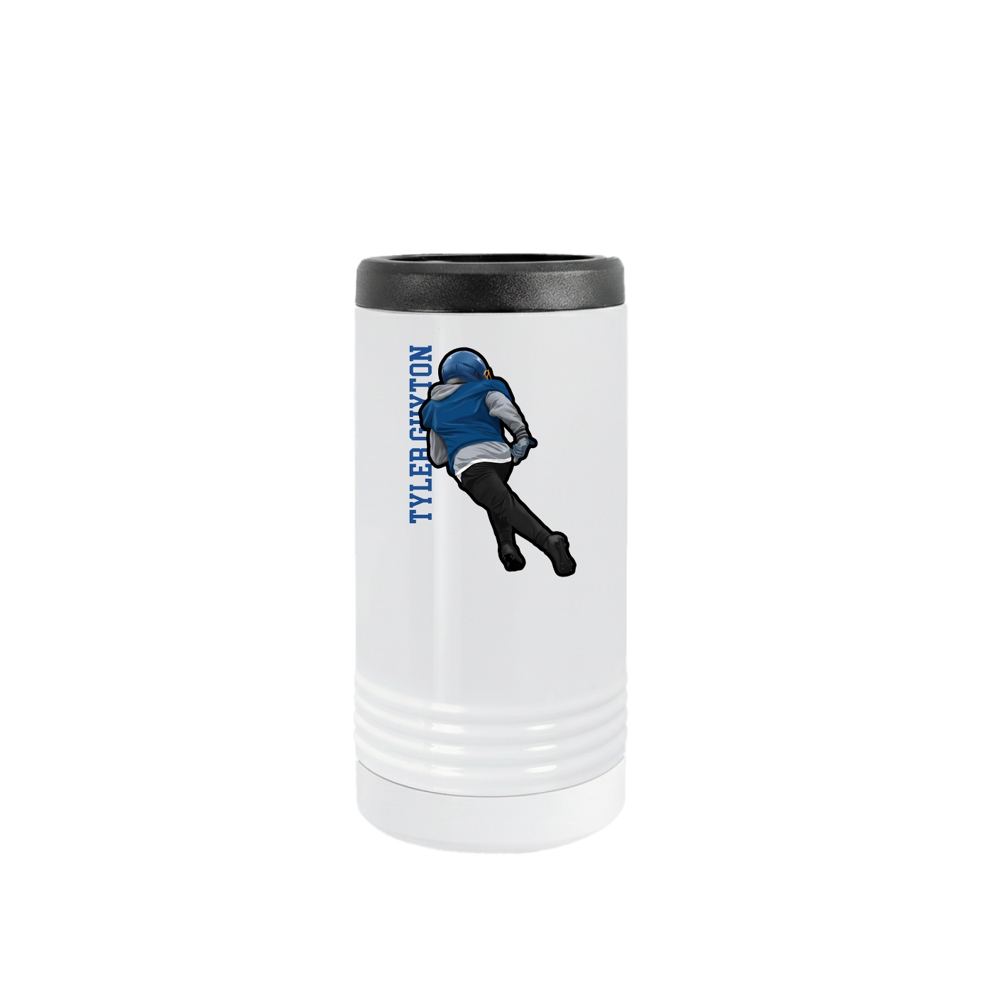 Slim Beverage Holder — Name Vertical in White