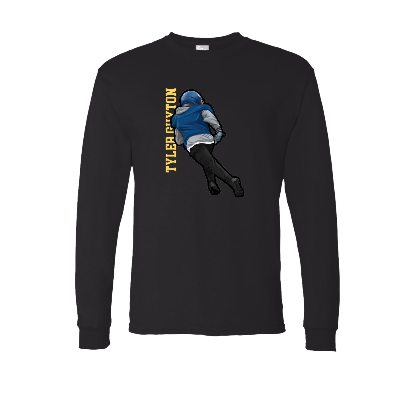 Long Sleeve Tee — Name Vertical in Black