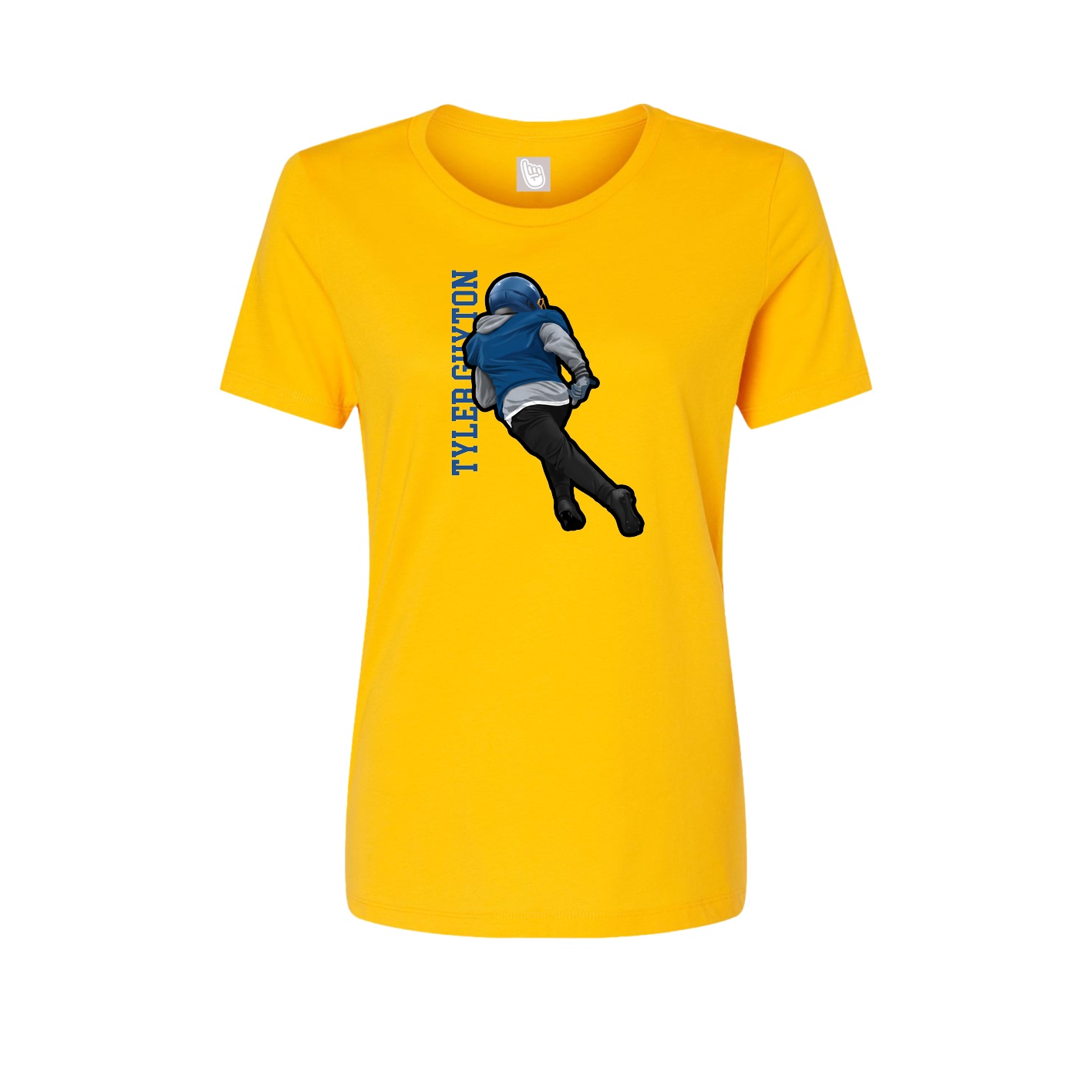 Womens Tee — Name Vertical in Gold