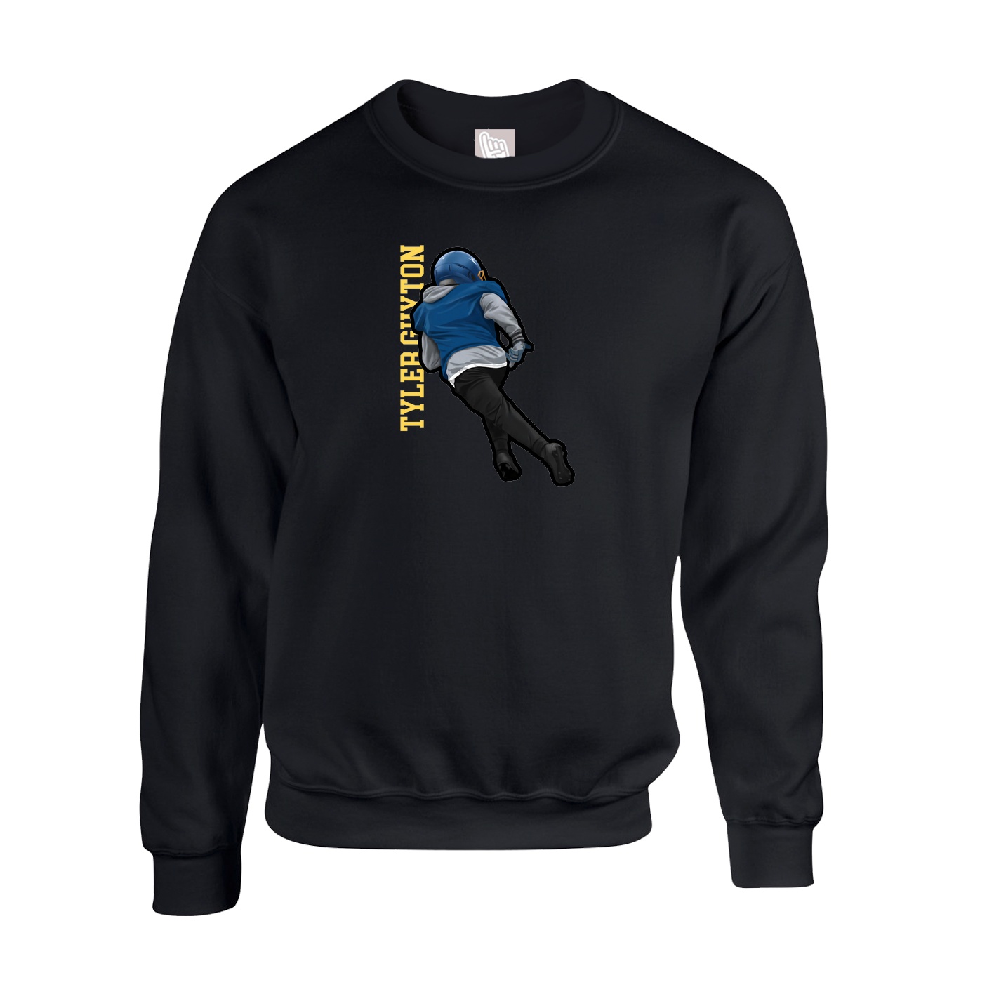 Fleece Crew — Name Vertical in Black