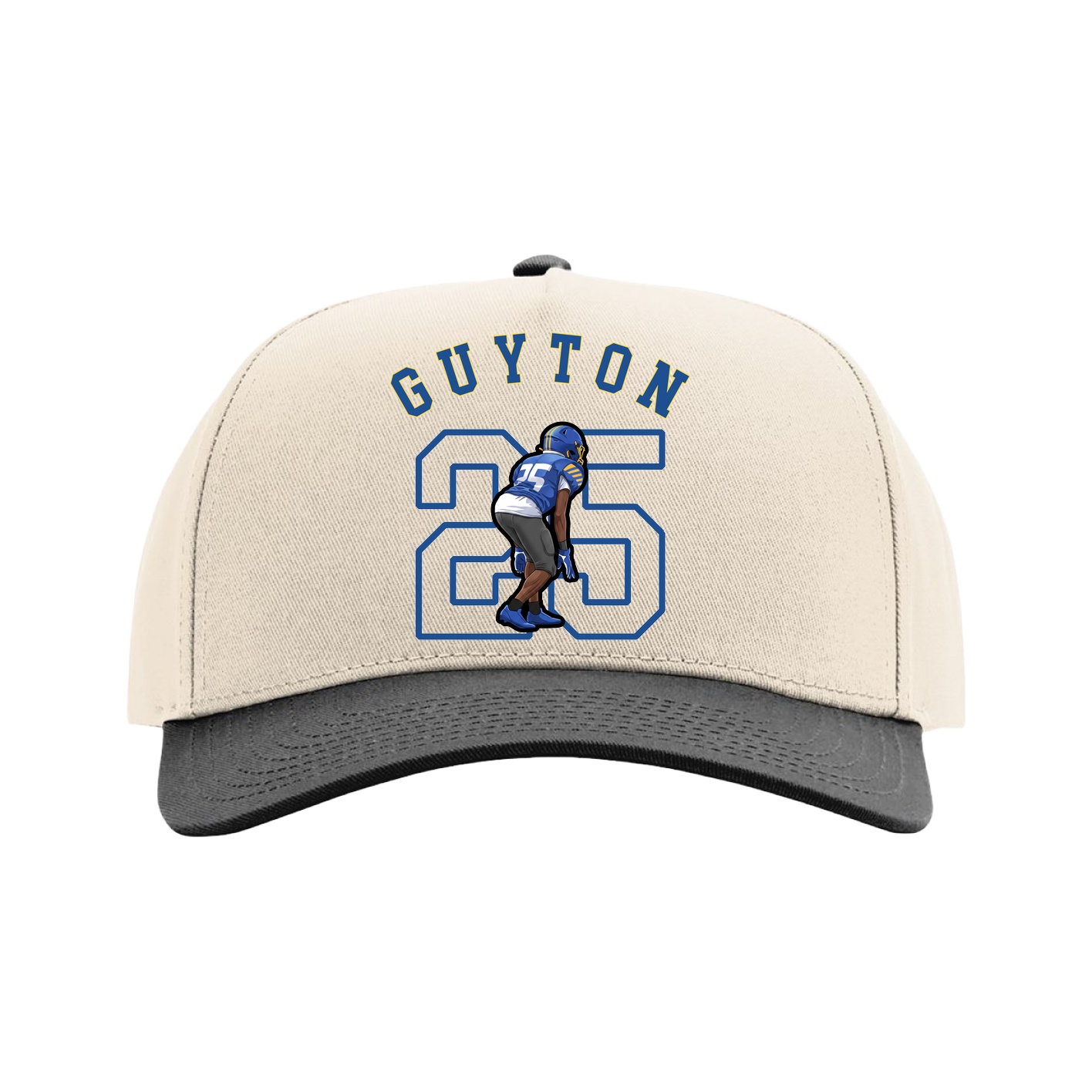 Full Fabric Five-Panel Champ Cap — Shirsey Arch in Cream/Black