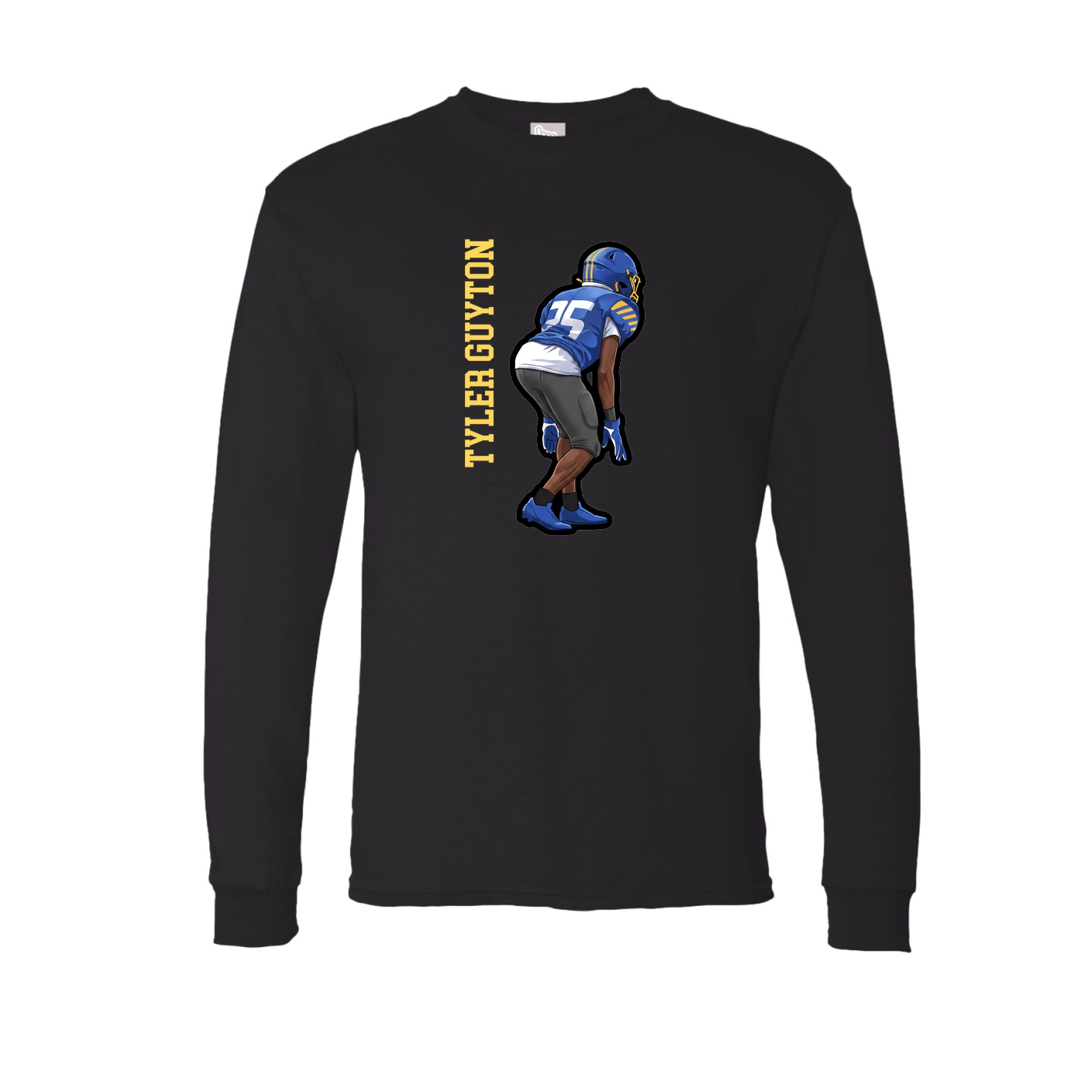 Long Sleeve Tee — Name Vertical in Black