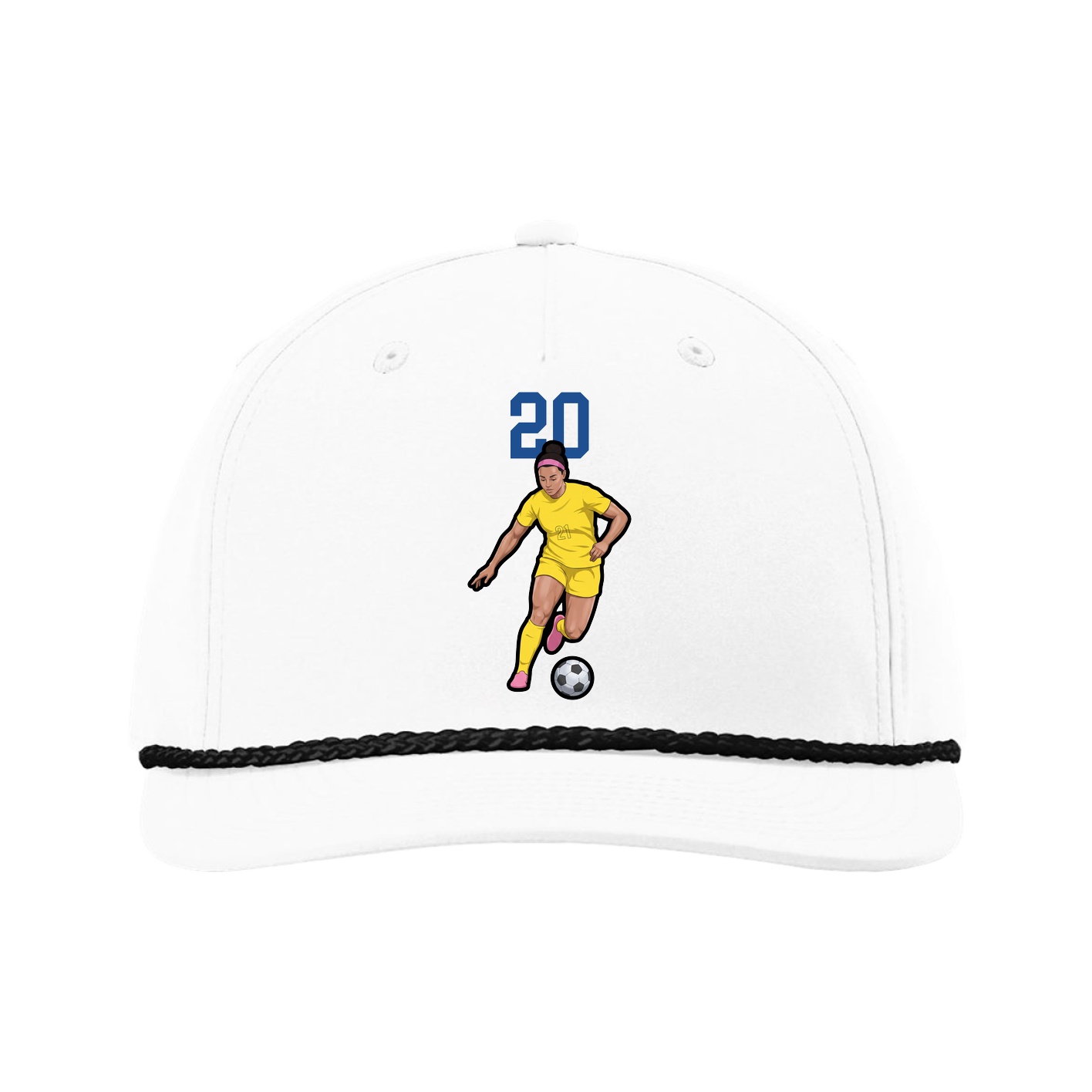 Five-Panel Classic Rope Cap — Number Top in White
