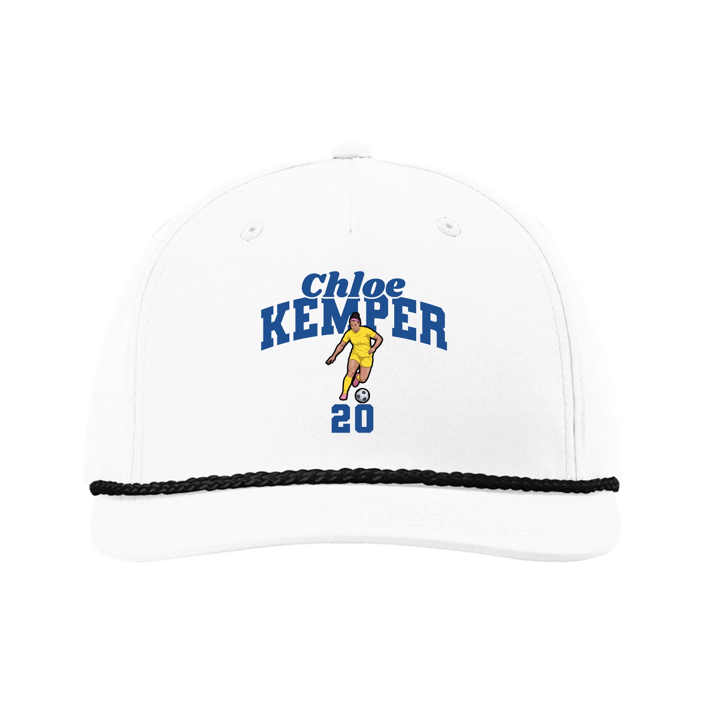 Five-Panel Classic Rope Cap — Signature Arch in White