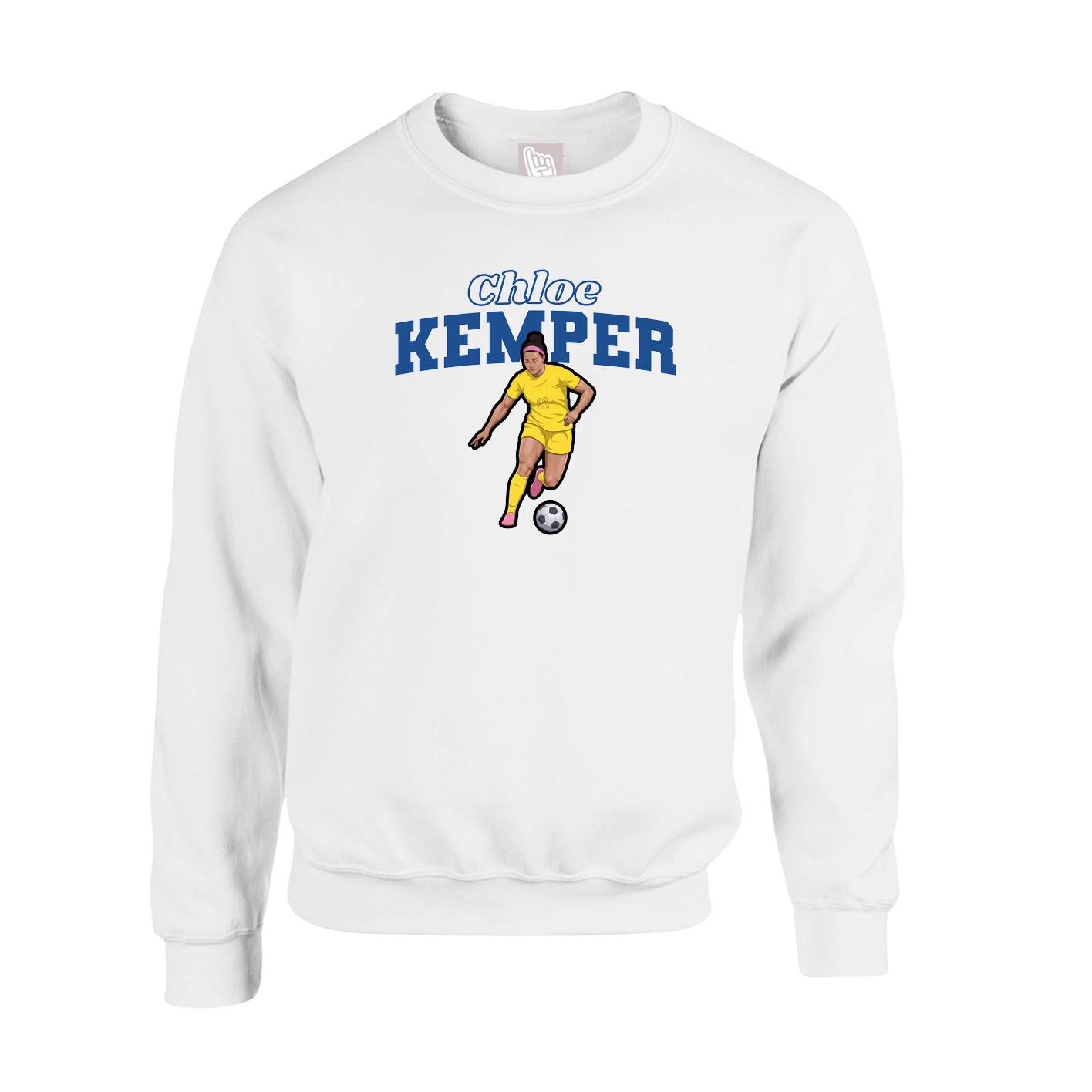 Fleece Crew — Name Arch in White