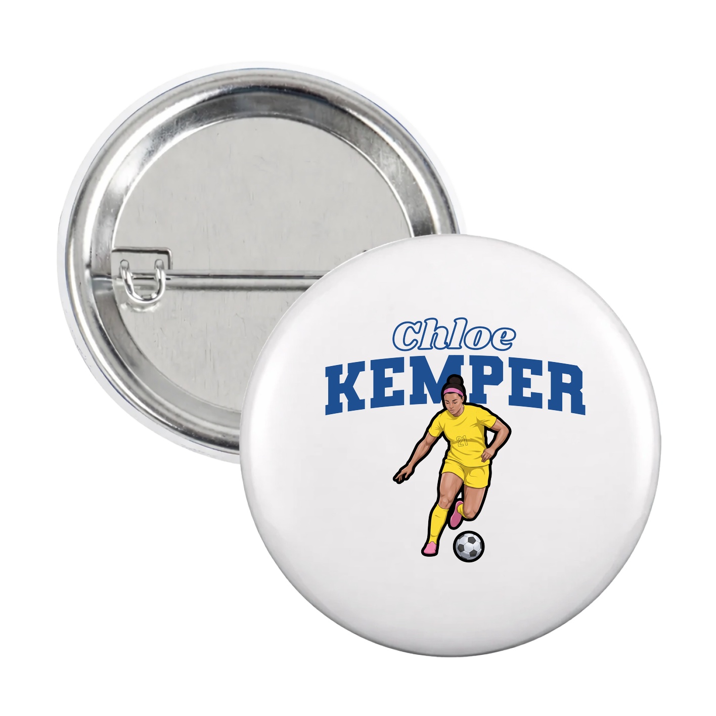 Game Day Button — Name Arch in White