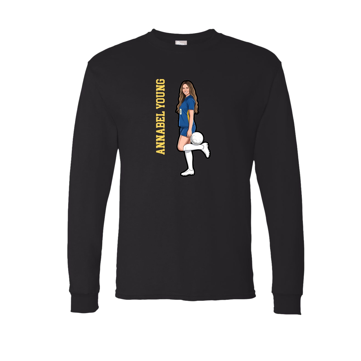 Long Sleeve Tee — Name Vertical in Black