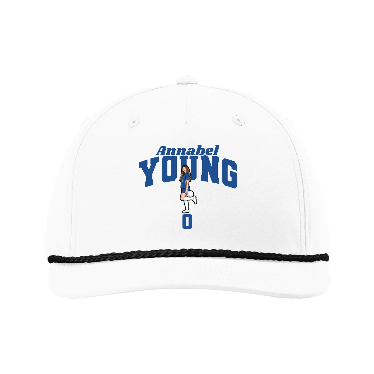 Five-Panel Classic Rope Cap — Signature Arch in White