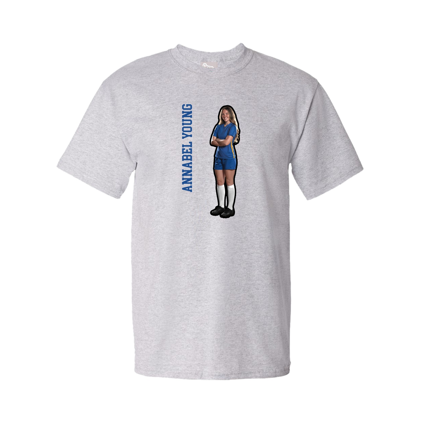 Youth Tee — Name Vertical in Grey