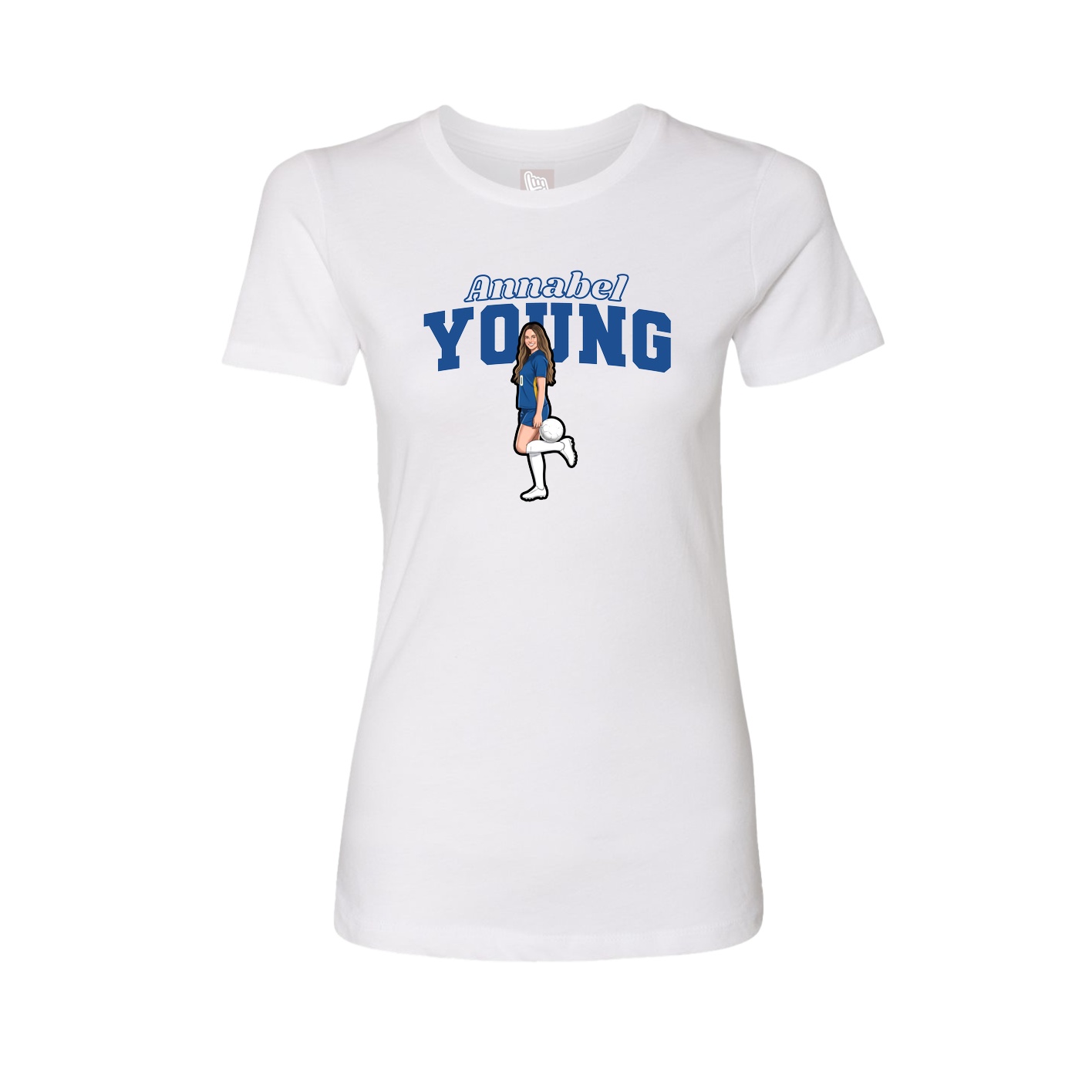 Fitted Women's Tee — Name Arch in White