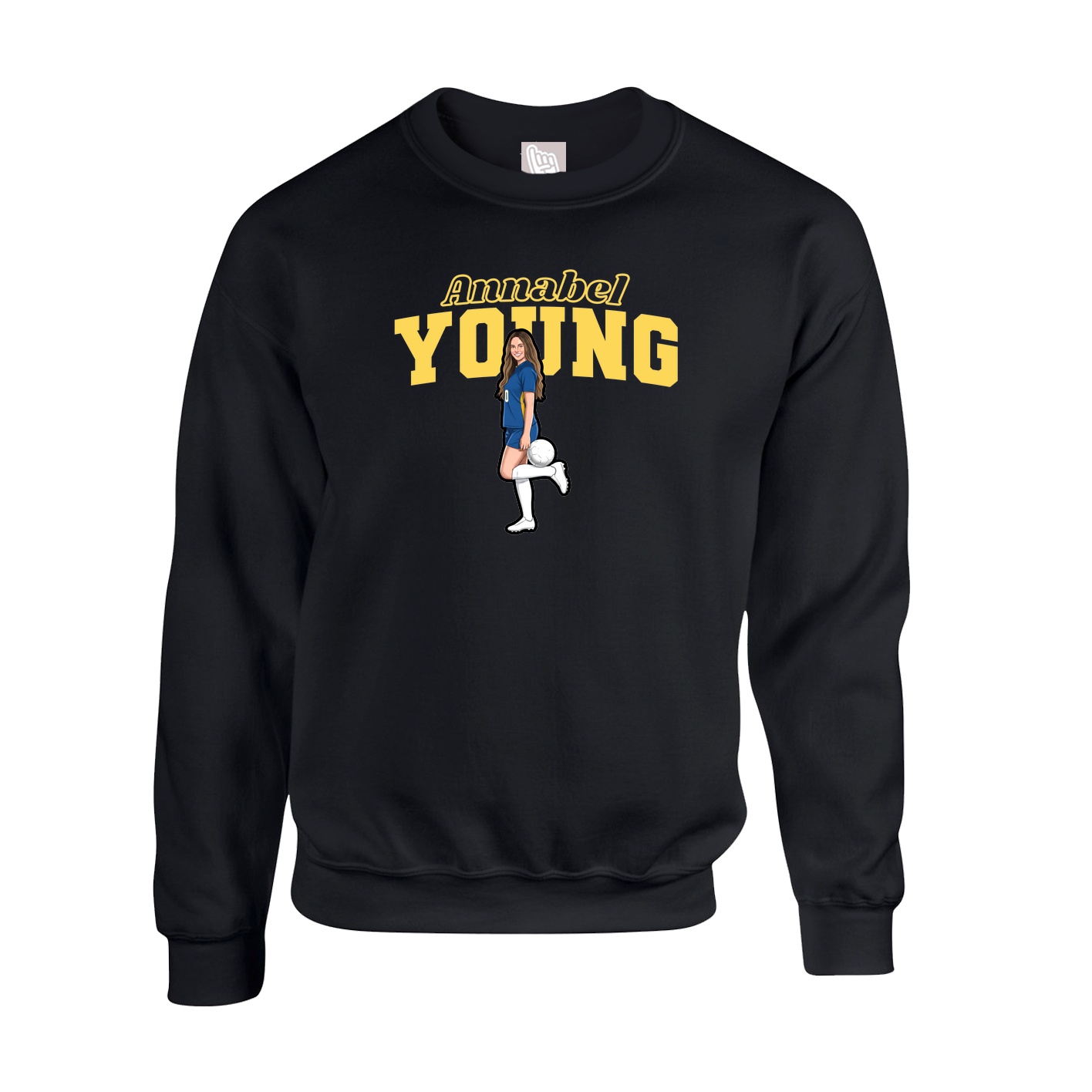 Fleece Crew — Name Arch in Black