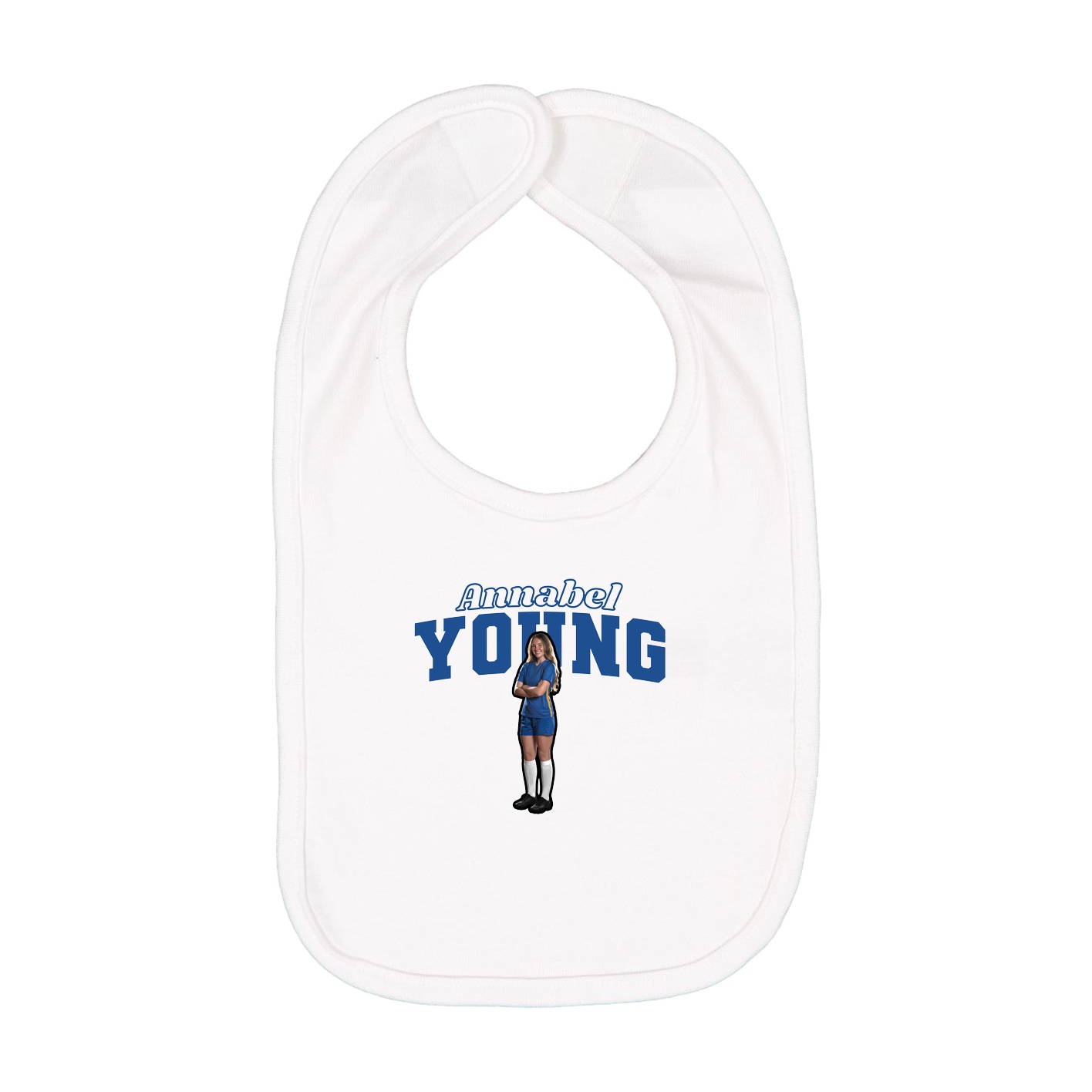 Infant Bib — Name Arch in White