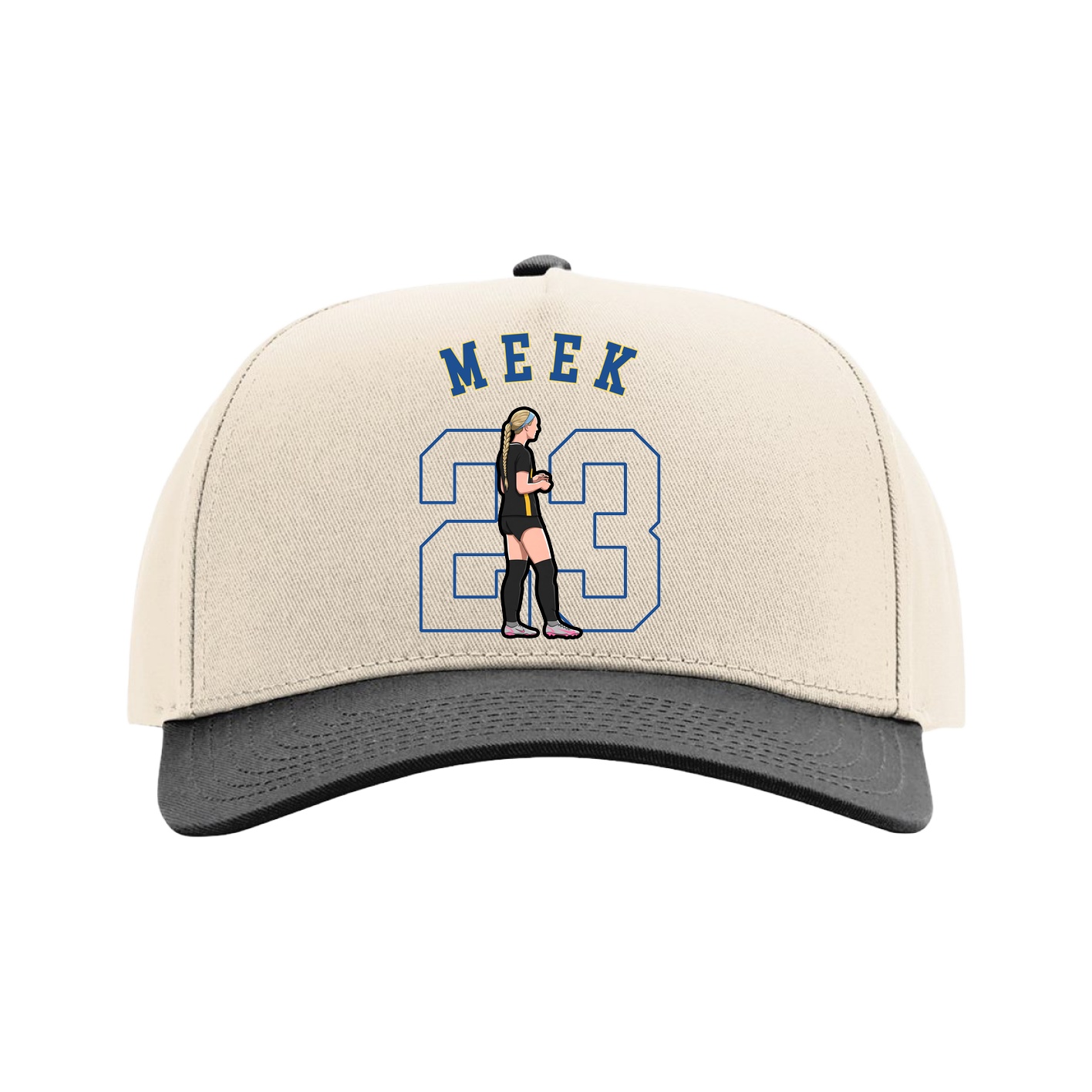 Full Fabric Five-Panel Champ Cap — Shirsey Arch in Cream/Black
