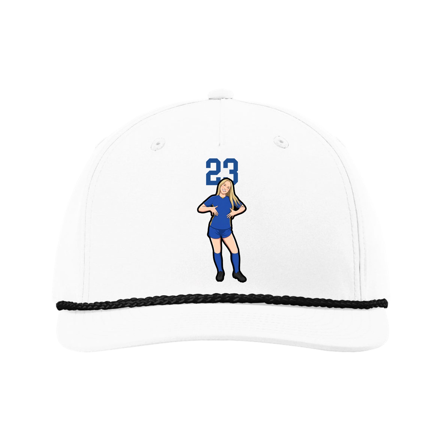 Five-Panel Classic Rope Cap — Number Top in White