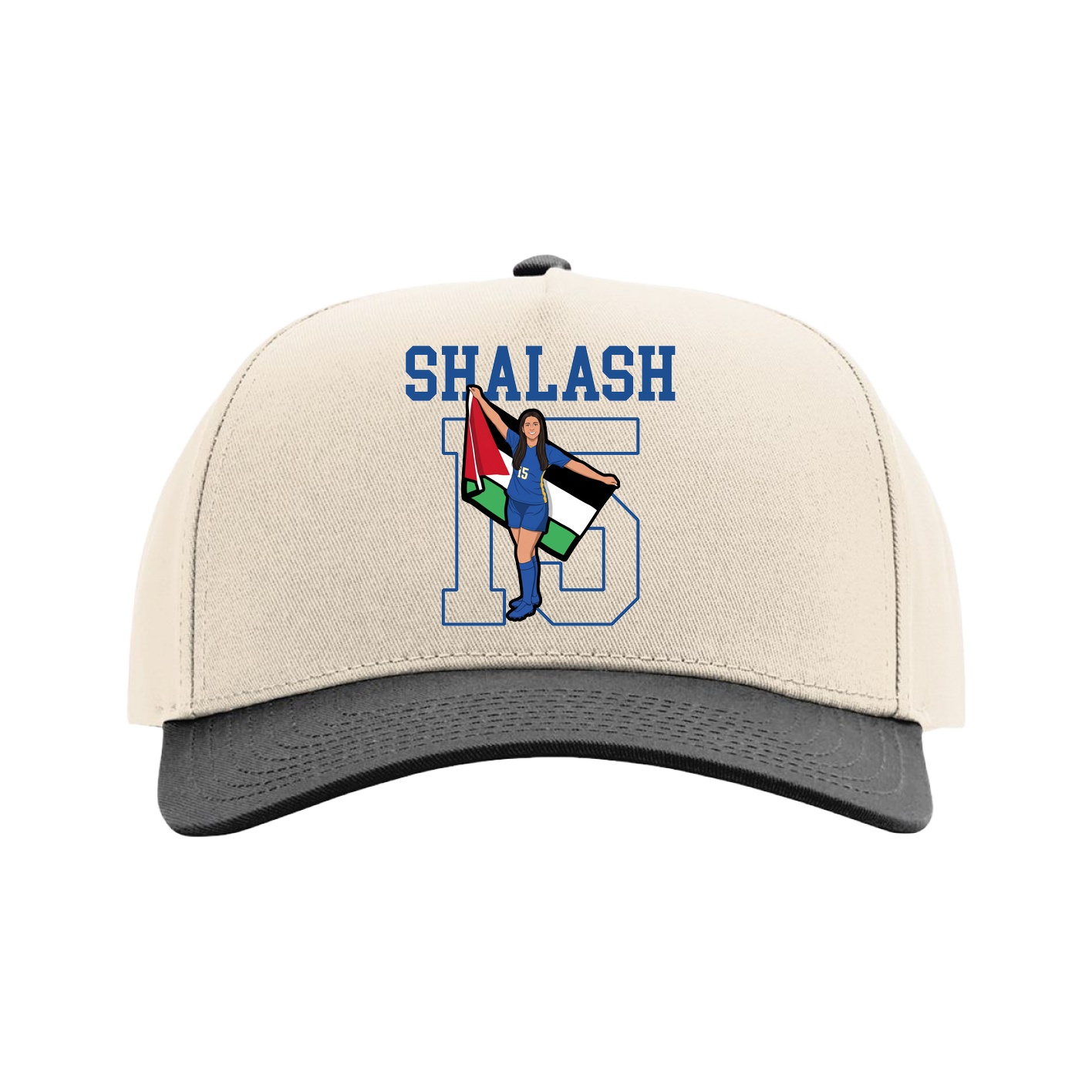 Full Fabric Five-Panel Champ Cap — Shirsey in Cream/Black