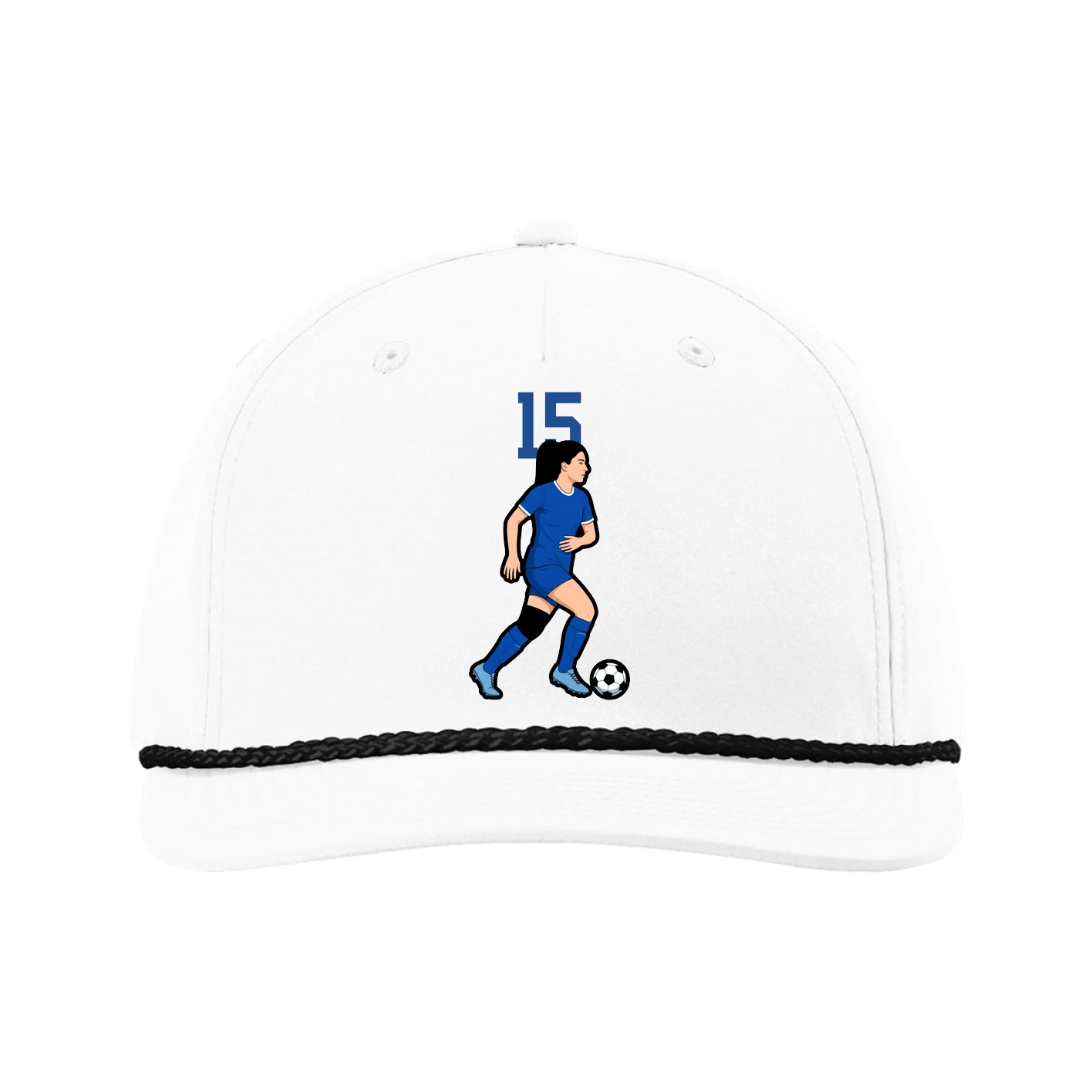 Five-Panel Classic Rope Cap — Number Top in White