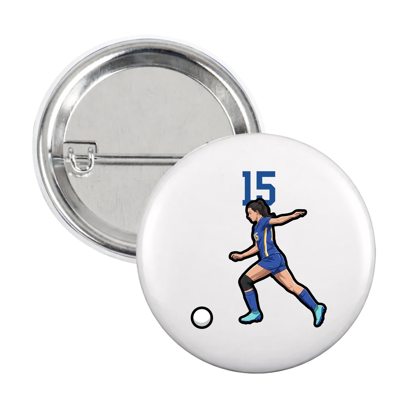 Game Day Button — Number Top in White