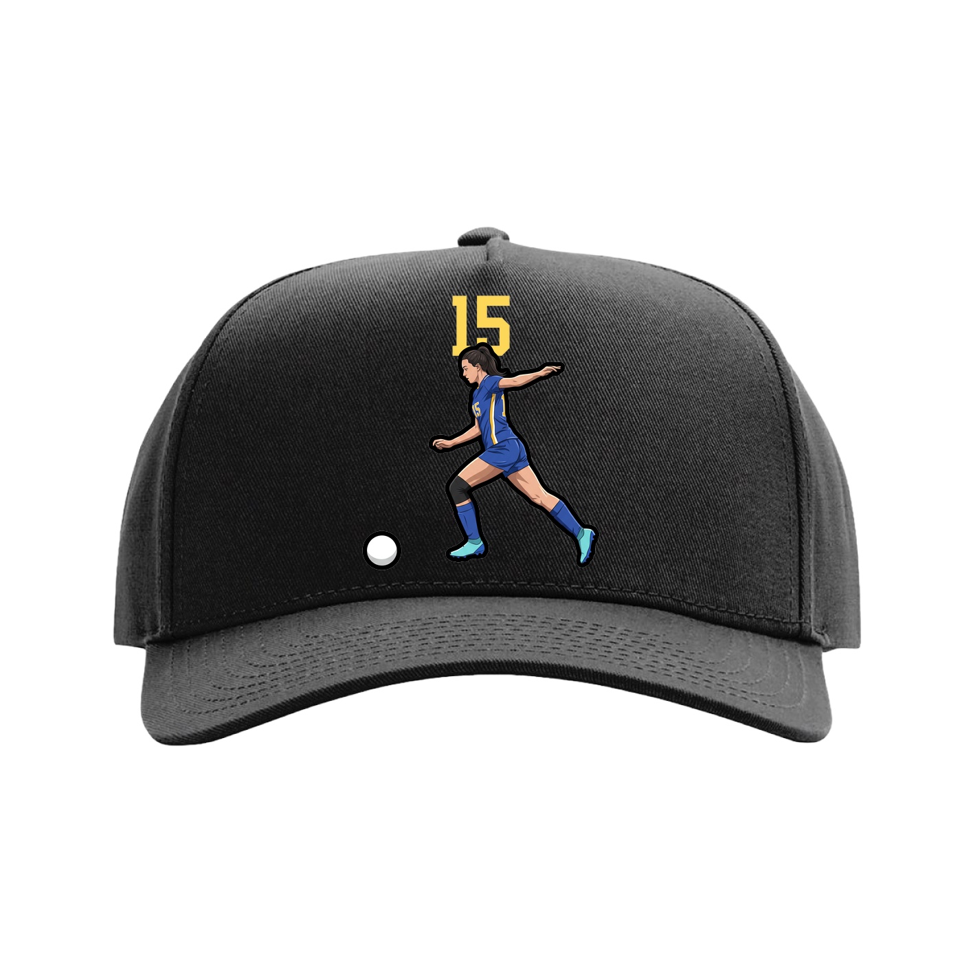 Full Fabric Five-Panel Champ Cap — Number Top in Black