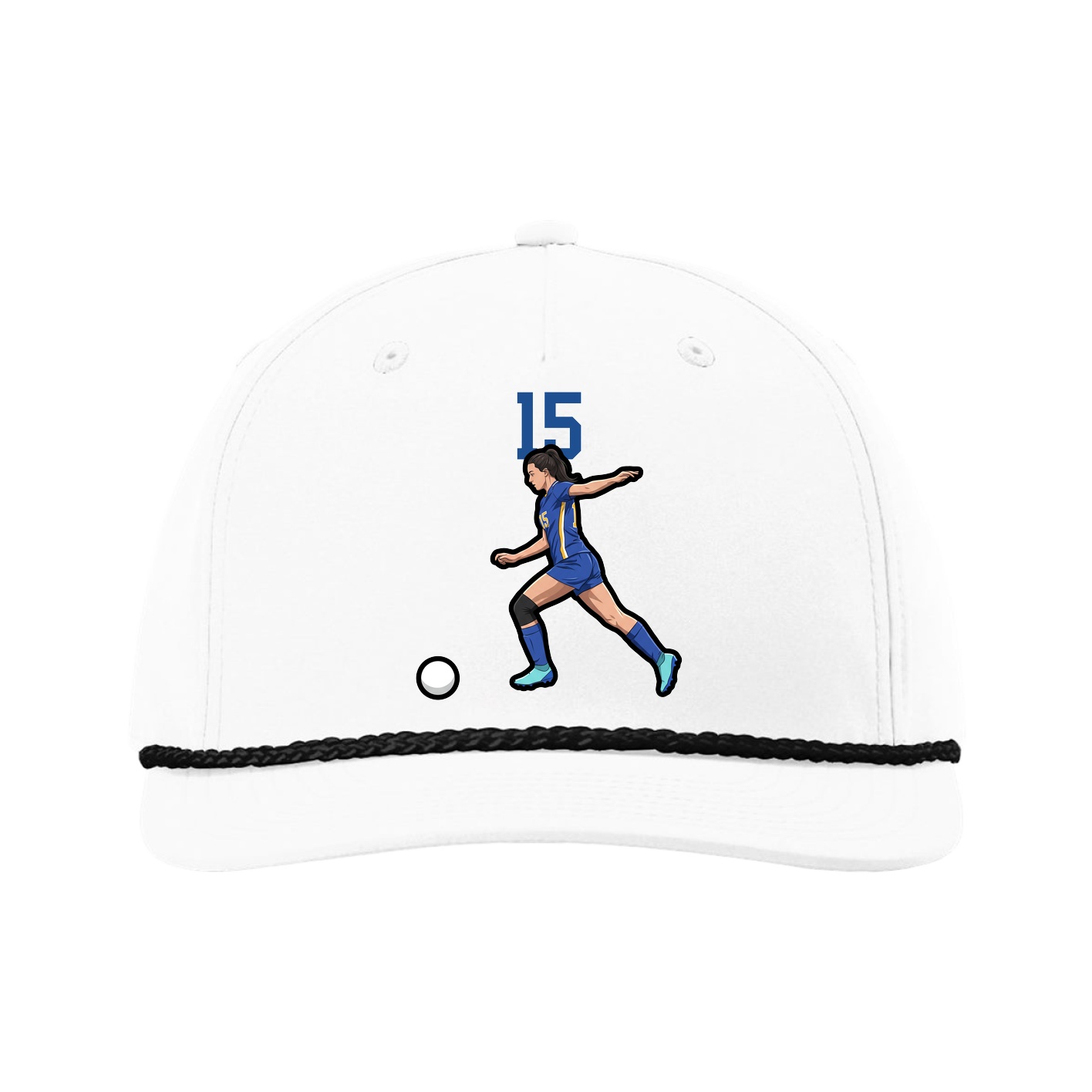 Five-Panel Classic Rope Cap — Number Top in White