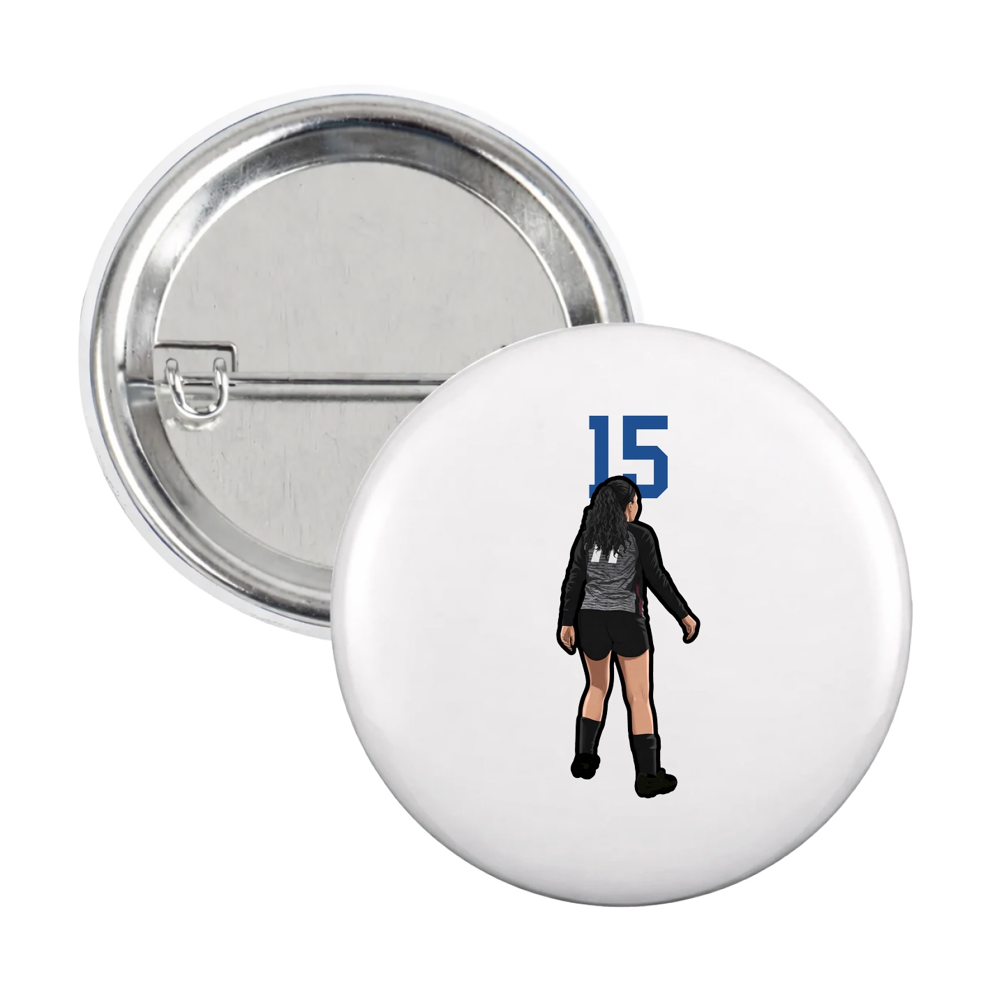 Game Day Button — Number Top in White