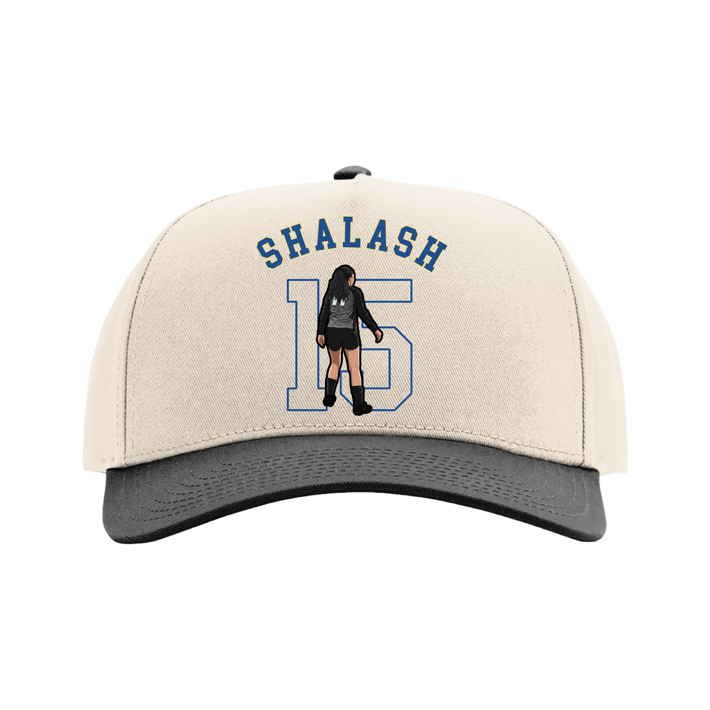 Full Fabric Five-Panel Champ Cap — Shirsey Arch in Cream/Black