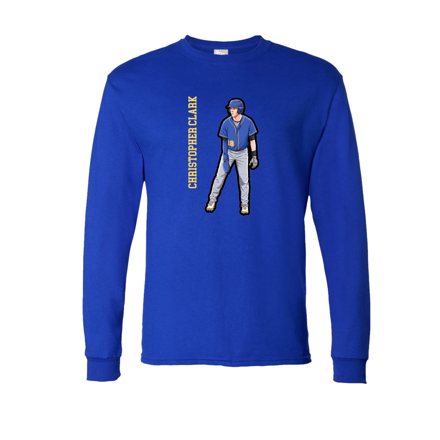 Long Sleeve Tee — Name Vertical in Royal