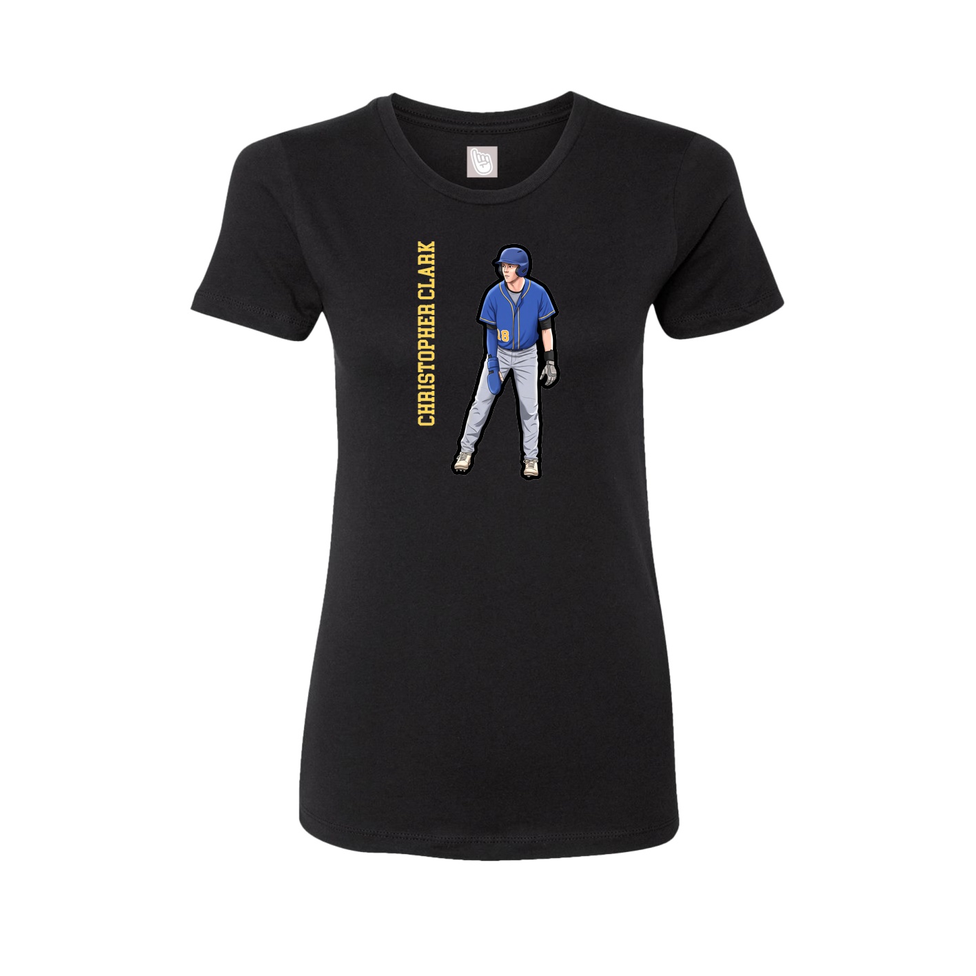 Fitted Women's Tee — Name Vertical in Black