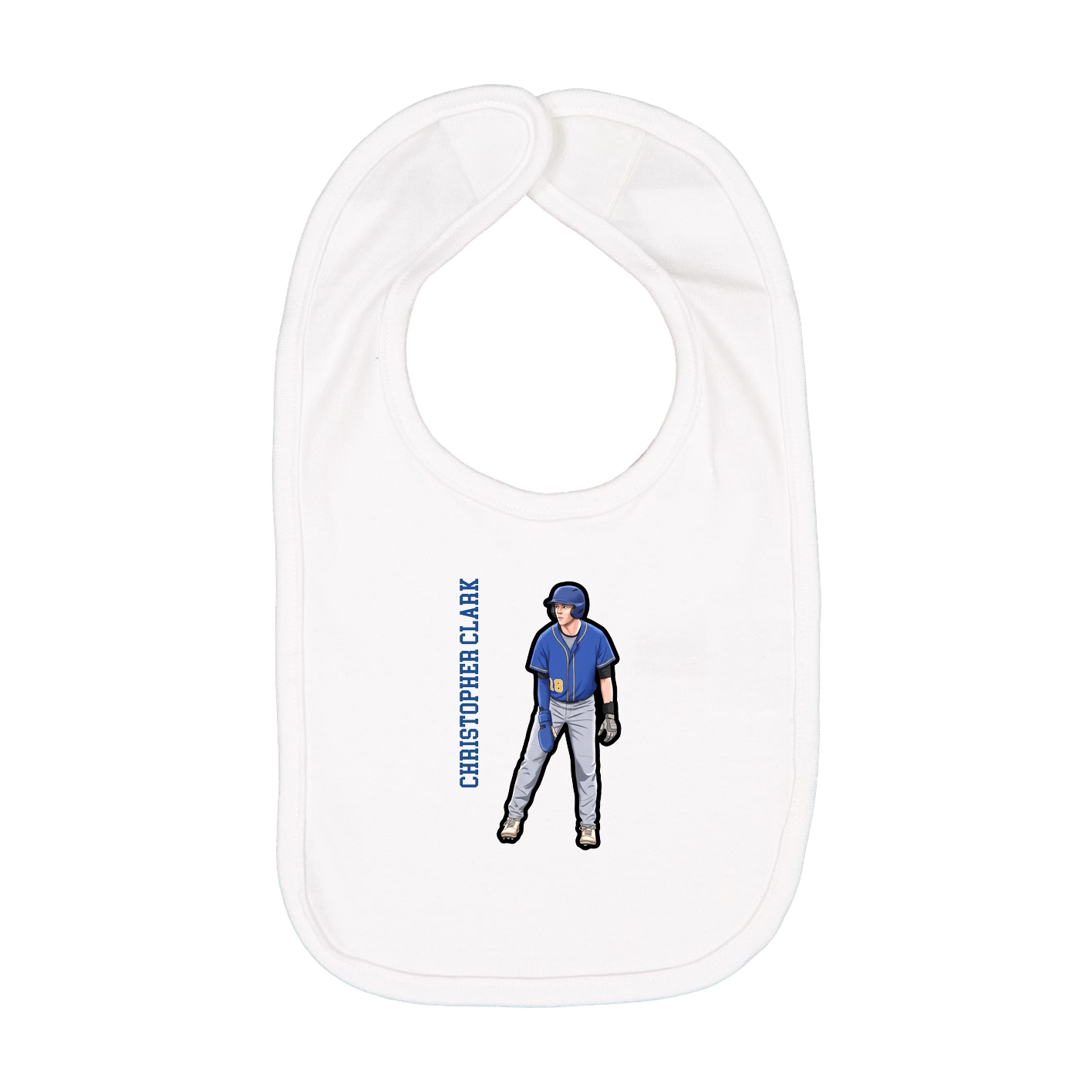 Infant Bib — Name Vertical in White
