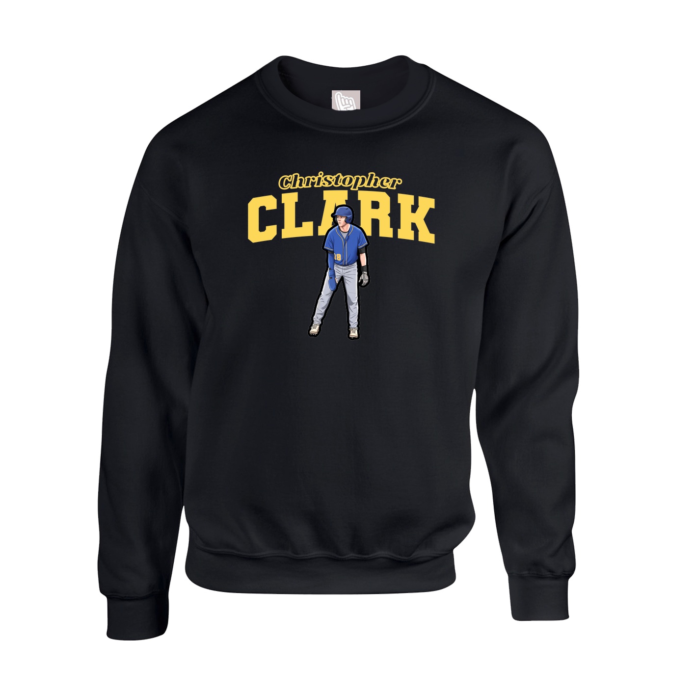 Fleece Crew — Name Arch in Black